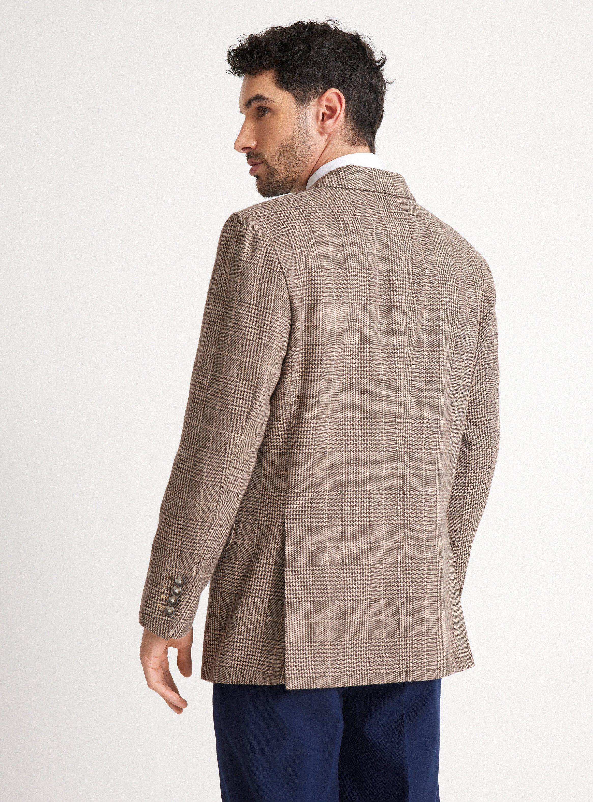 Blazer Recto en Paño Fantasía Cuadro Ventana-1