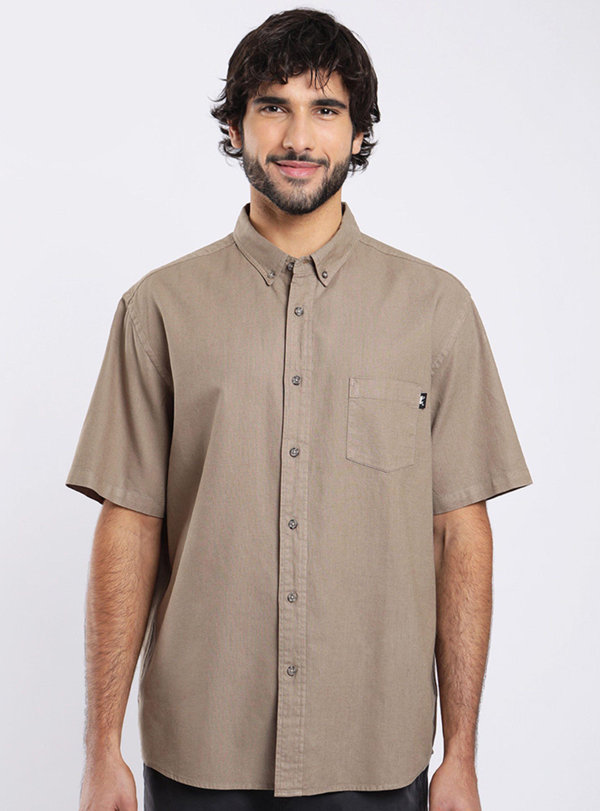 Camisa Manga Corta Basic Olivo Algodón Orgánico-0