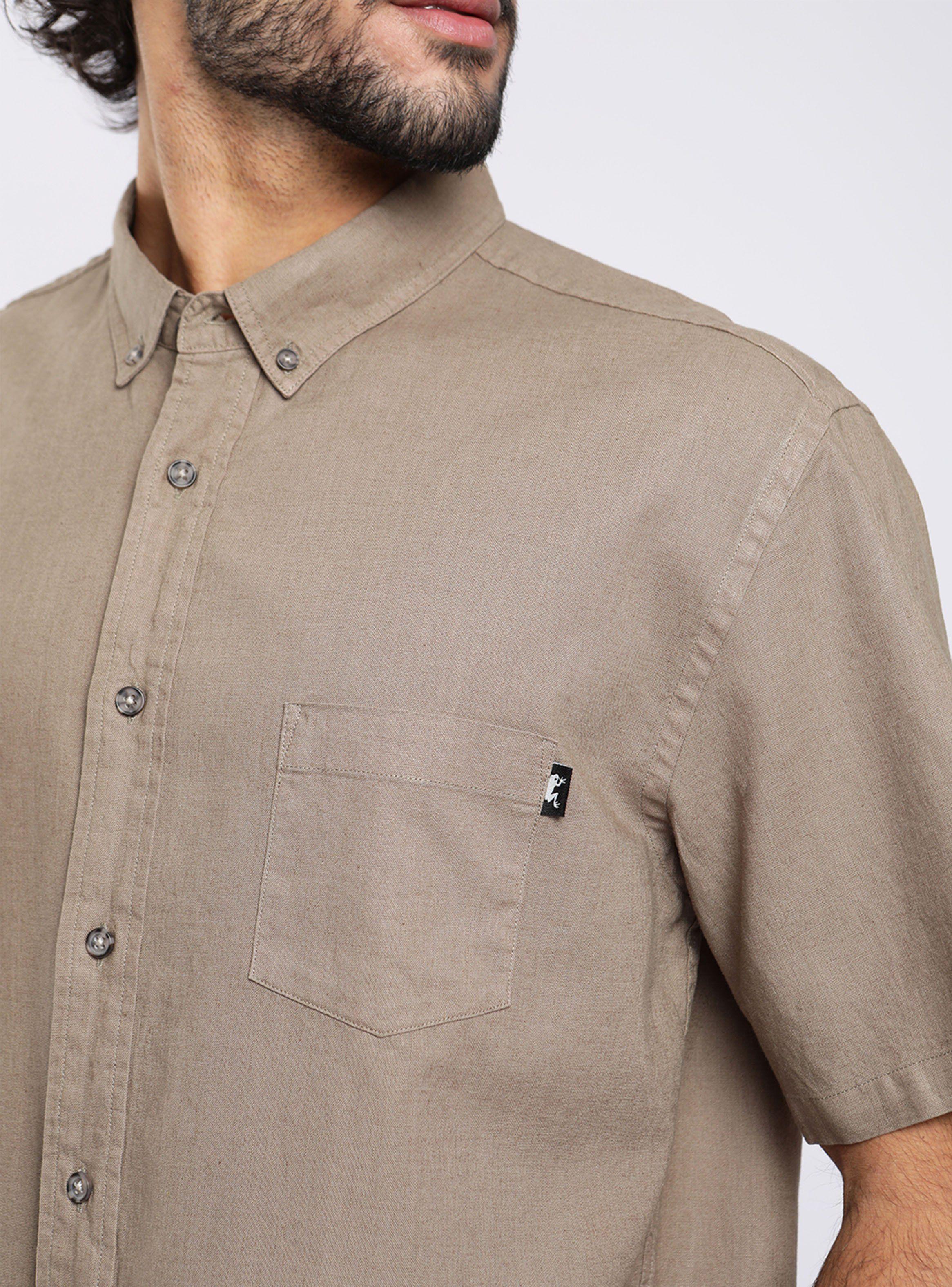 Camisa Manga Corta Basic Olivo Algodón Orgánico-2