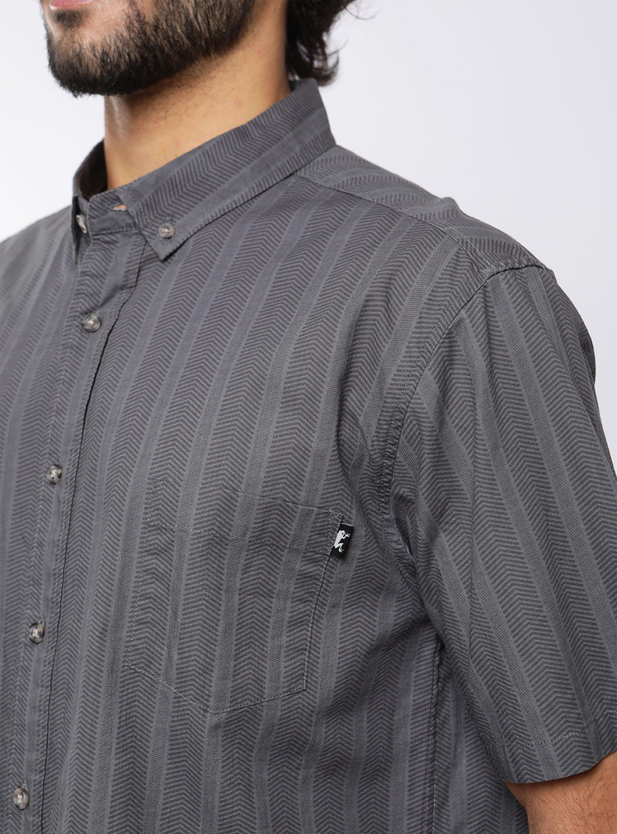 Camisa MC Texture Military Gris Poliéster Reciclado-2