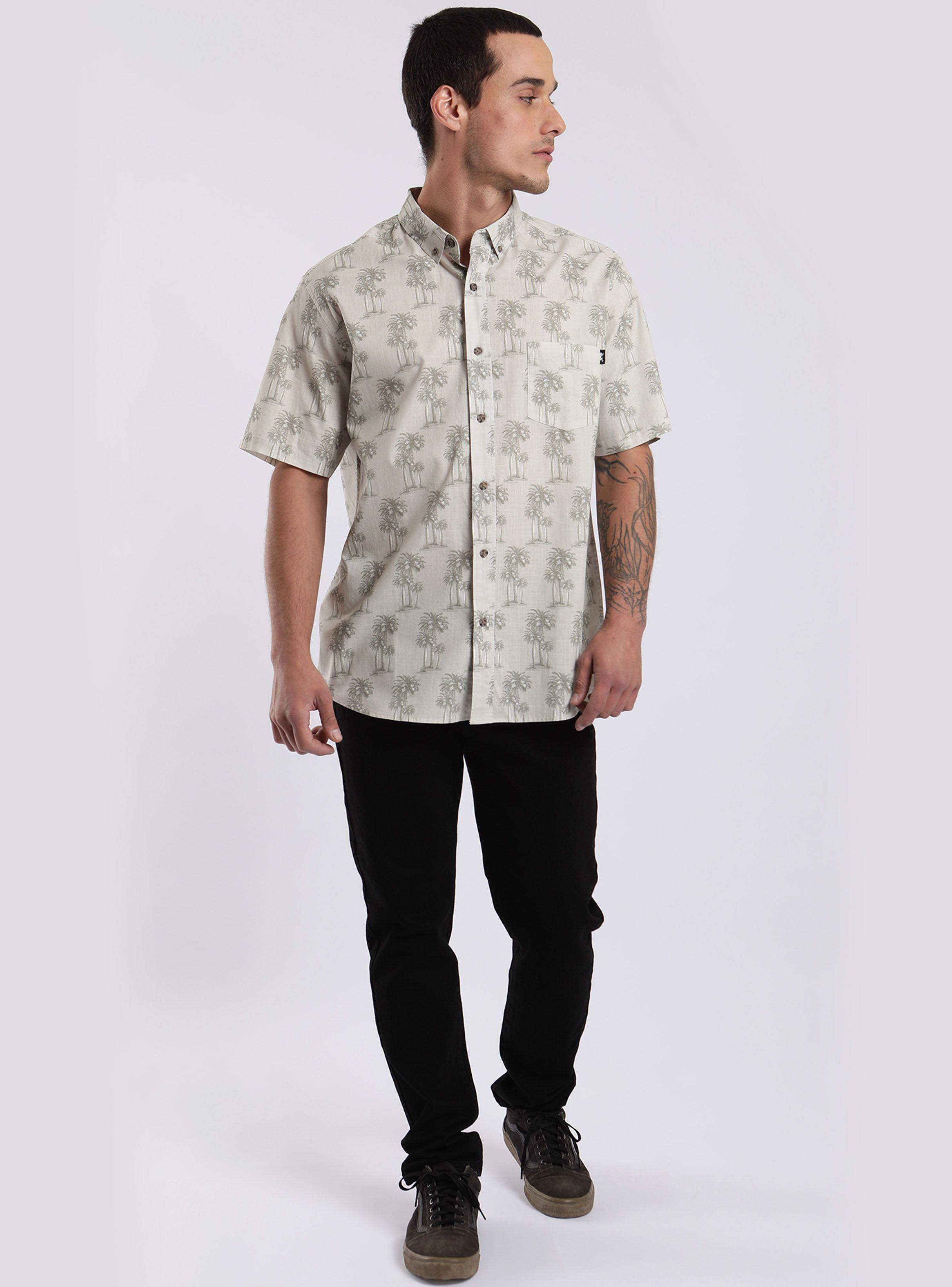 Camisa Manga Corta Palms Sepia Algodón Orgánico-3