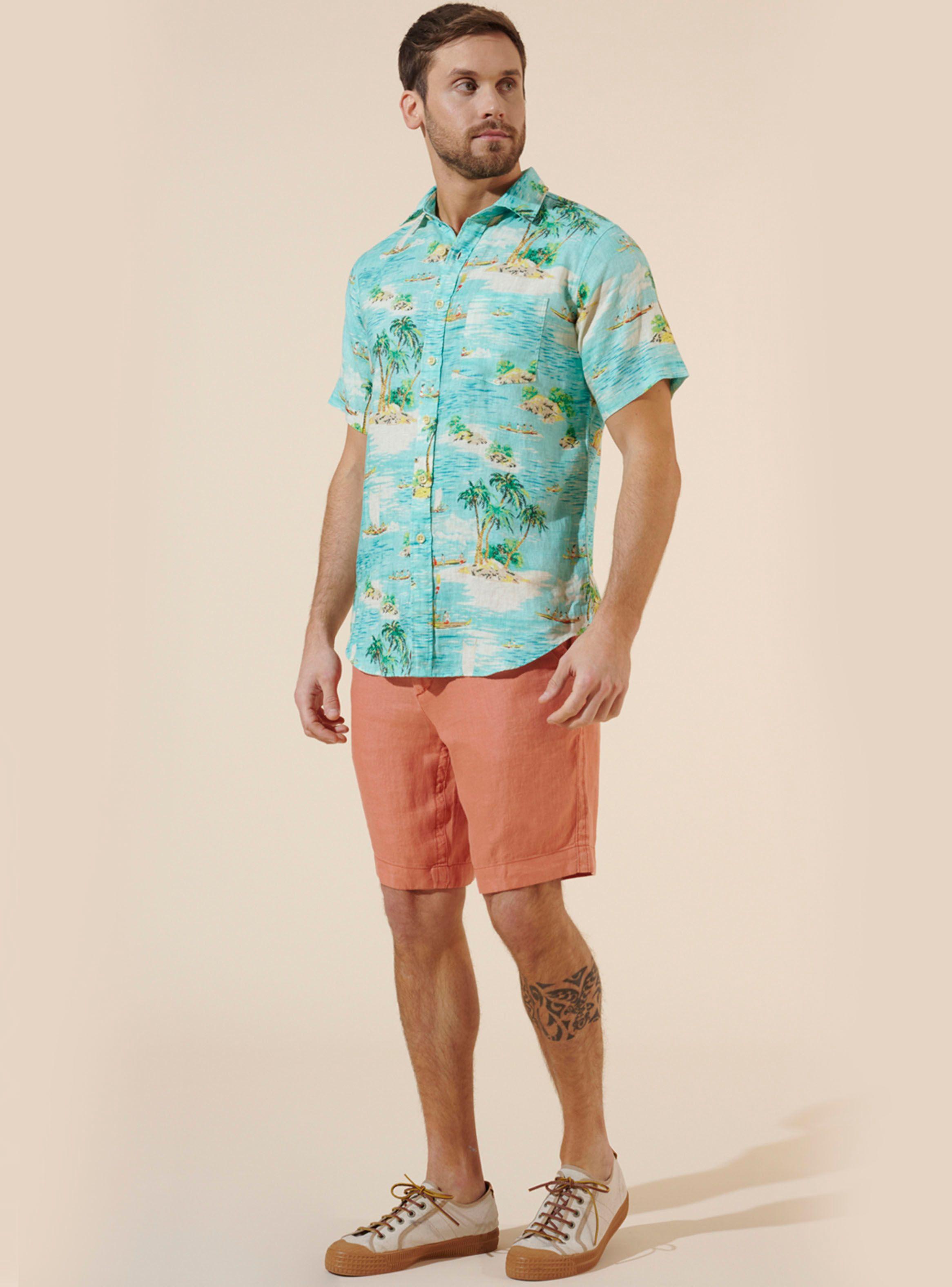 Camisa Sport Ftsia MC Houston Weekend Polynesia Print Ss24-2