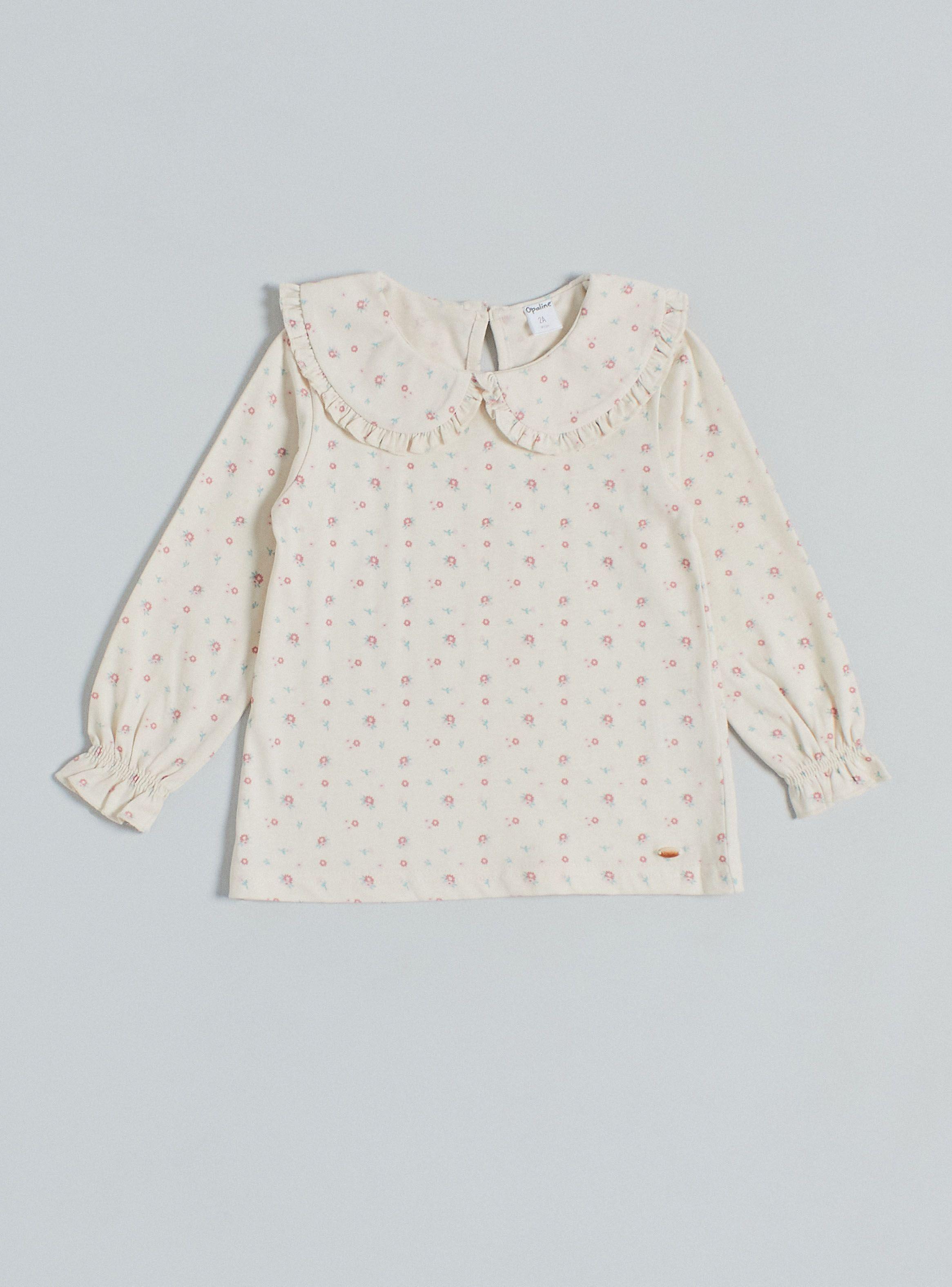 Polera Con Cuello Bobo y Estampado De Flores-0