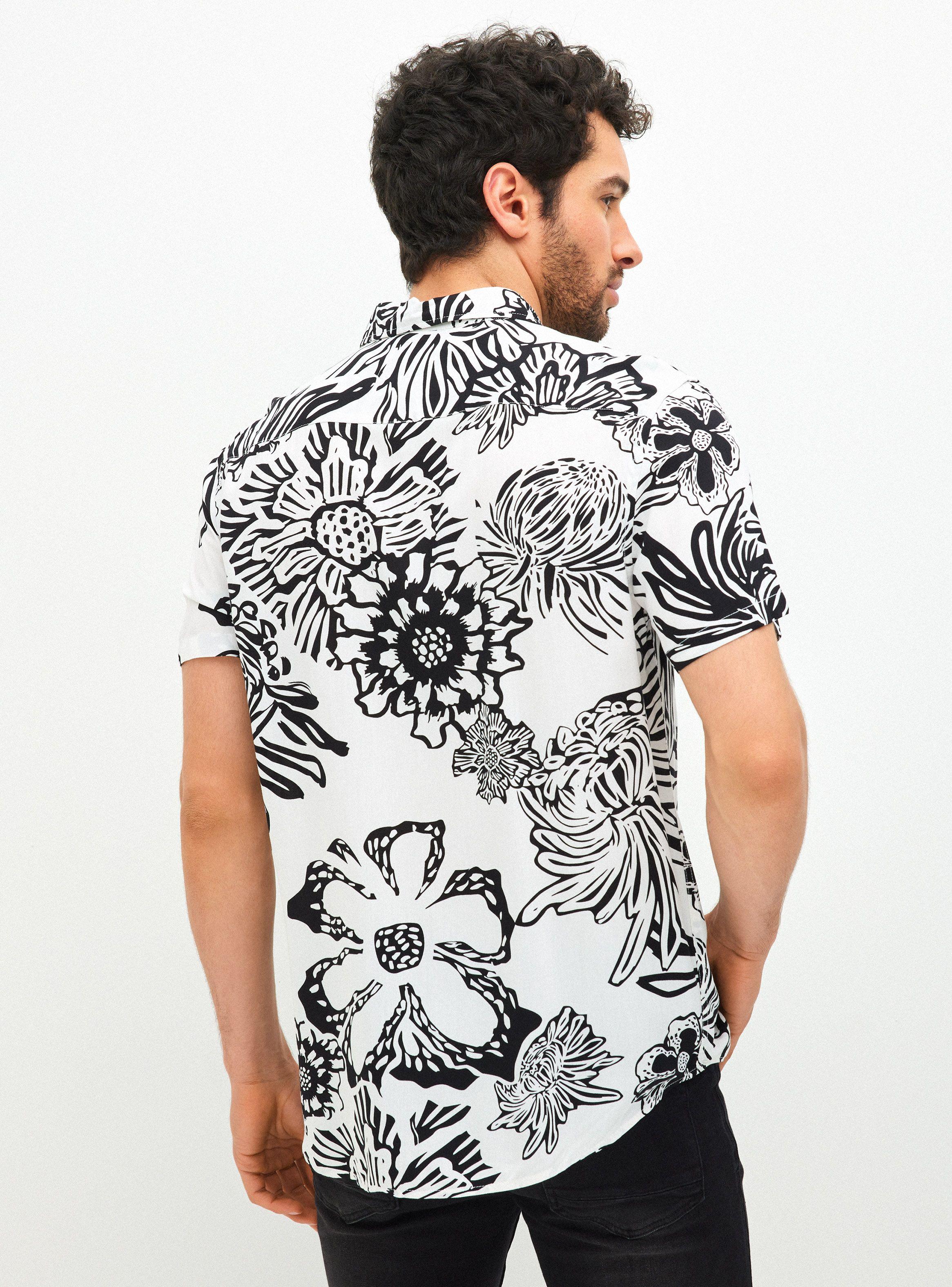 Camisa Estampado Floreal y Abstracto Black And White-1