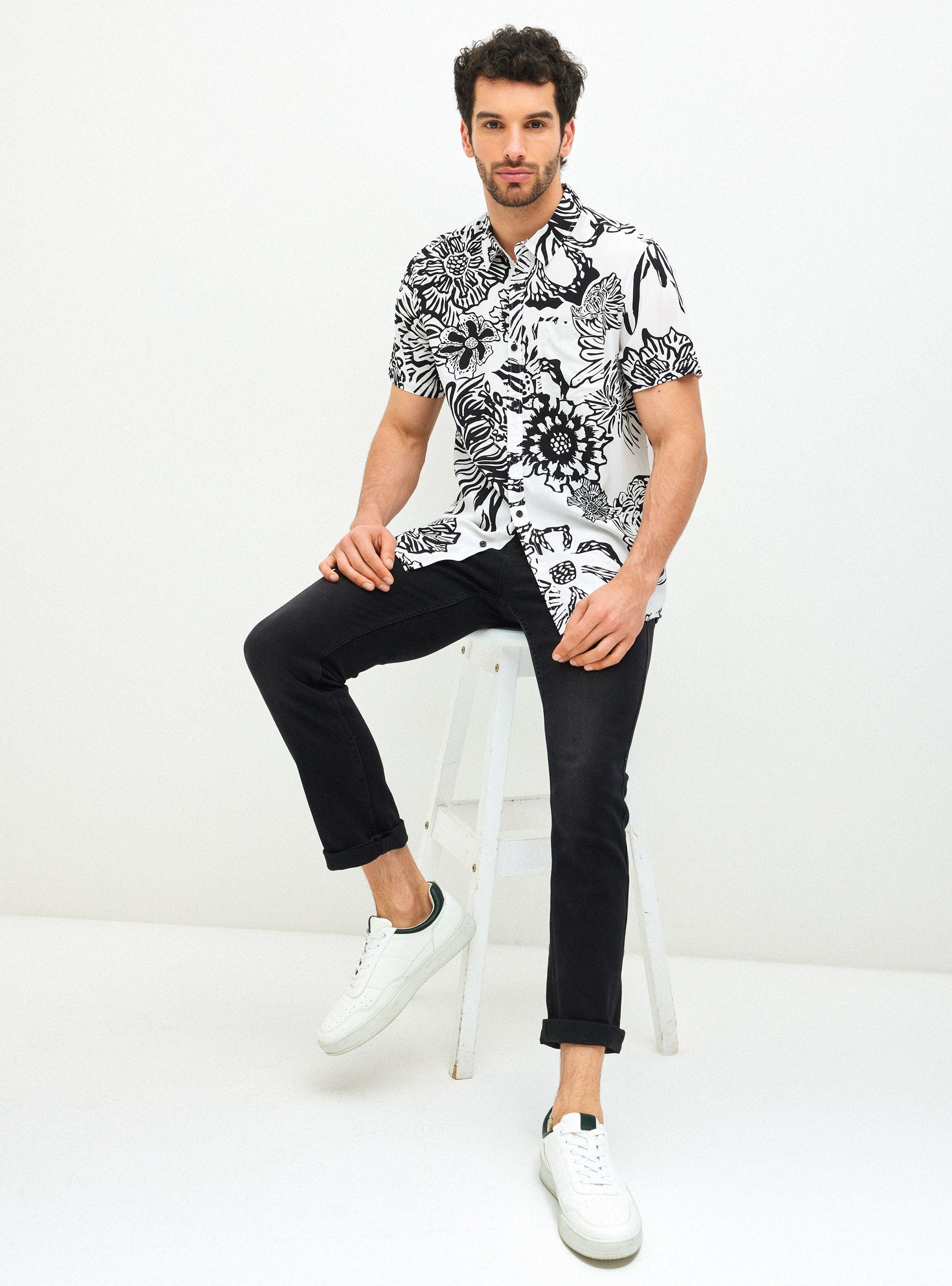 Camisa Estampado Floreal y Abstracto Black And White-3
