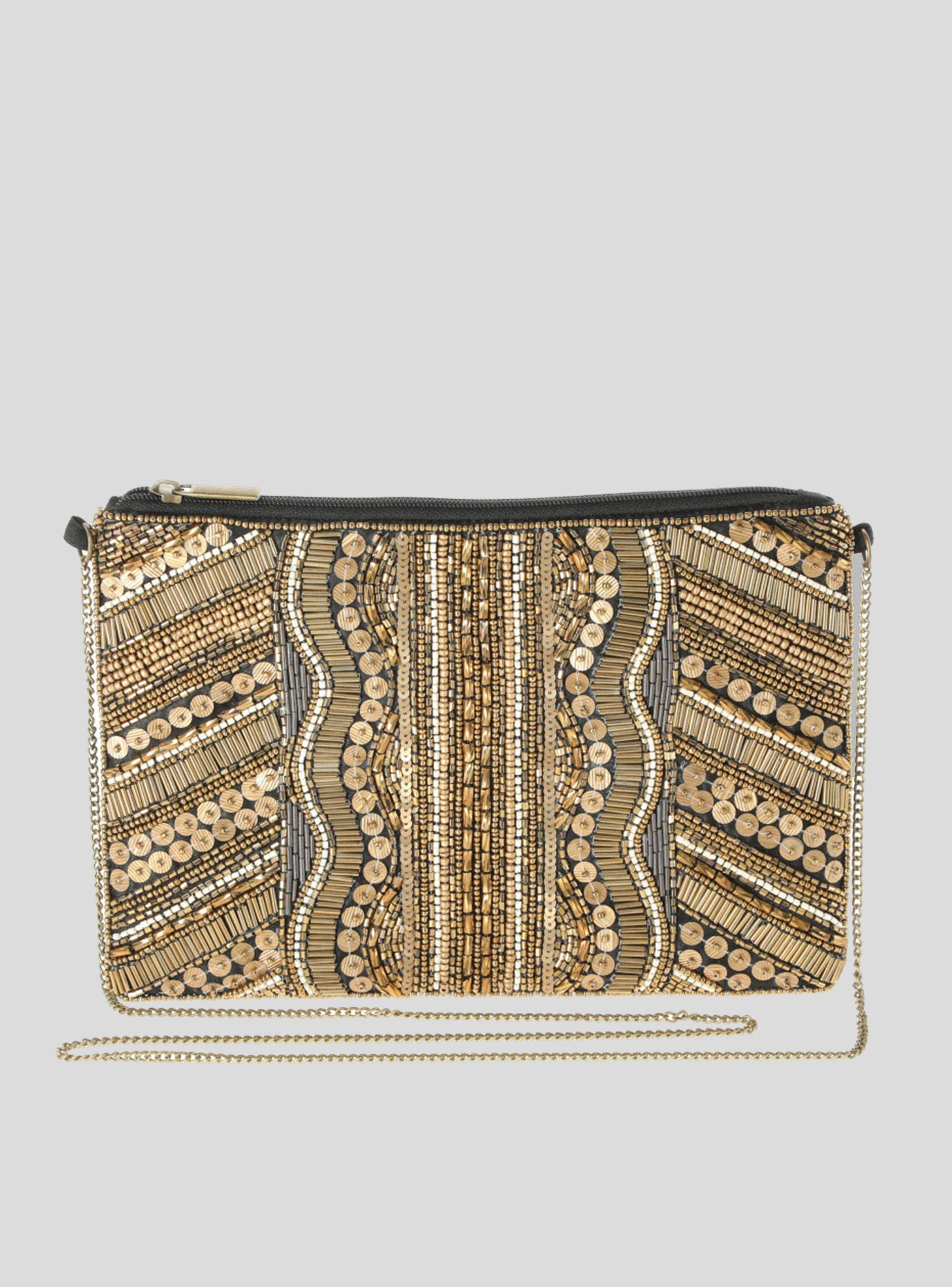 Cartera Humana Clutch Ondas Dorado-0