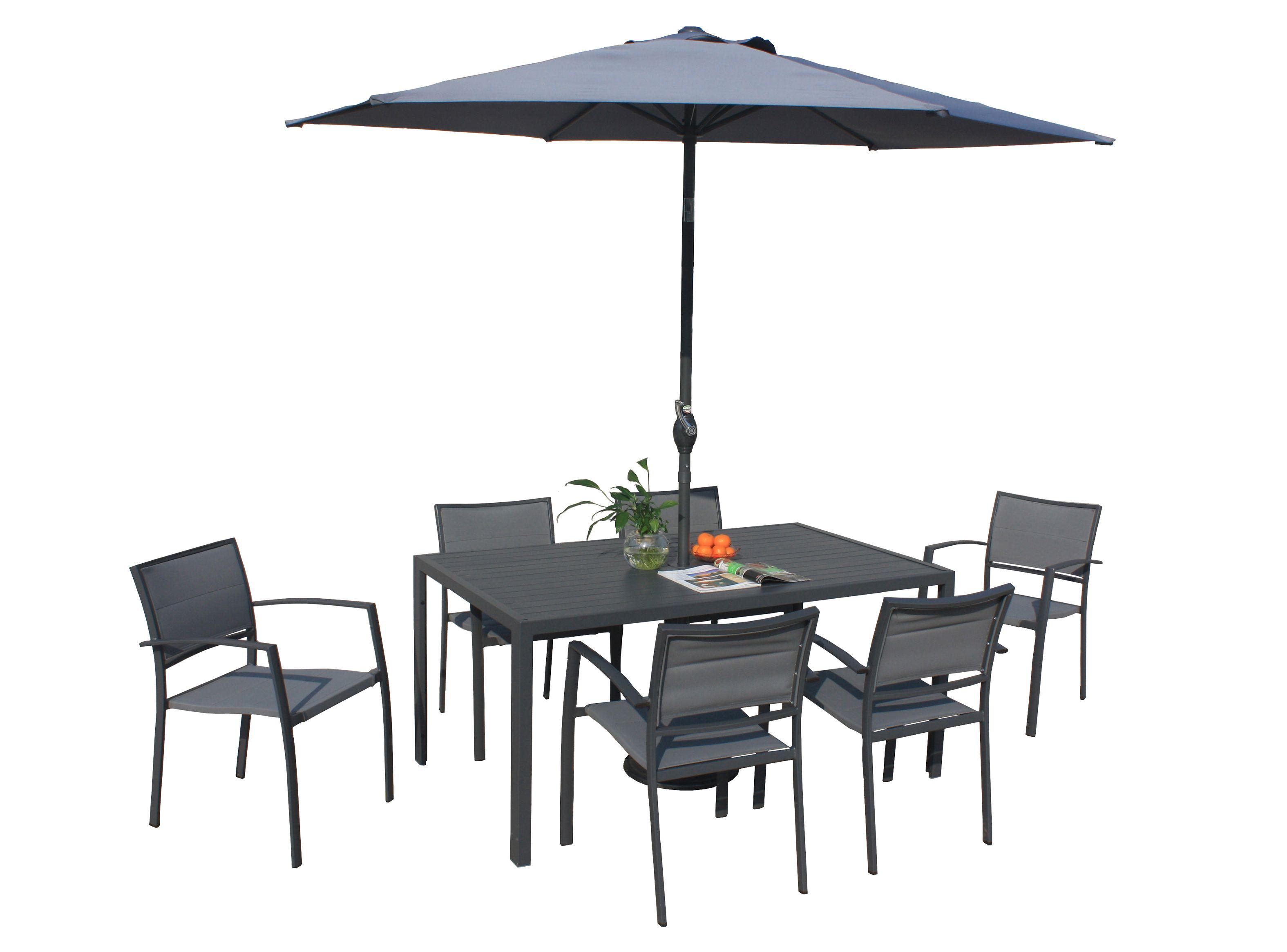 Juego Terraza Caño 6 Sillas + Quitasol Dalia Outzen-0