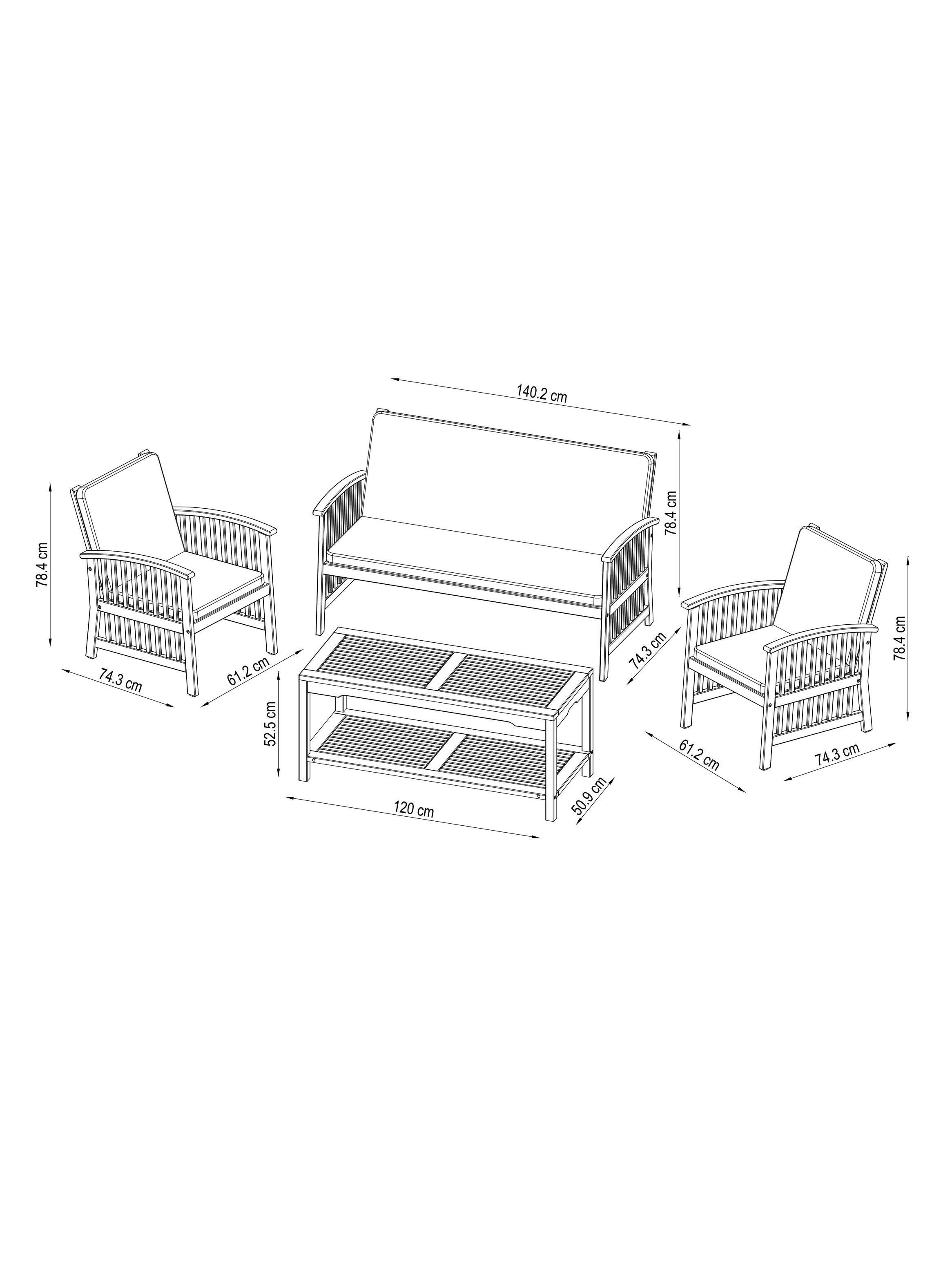 Juego Terraza Casablanca 3C + Sillones + Mesa Outzen-6