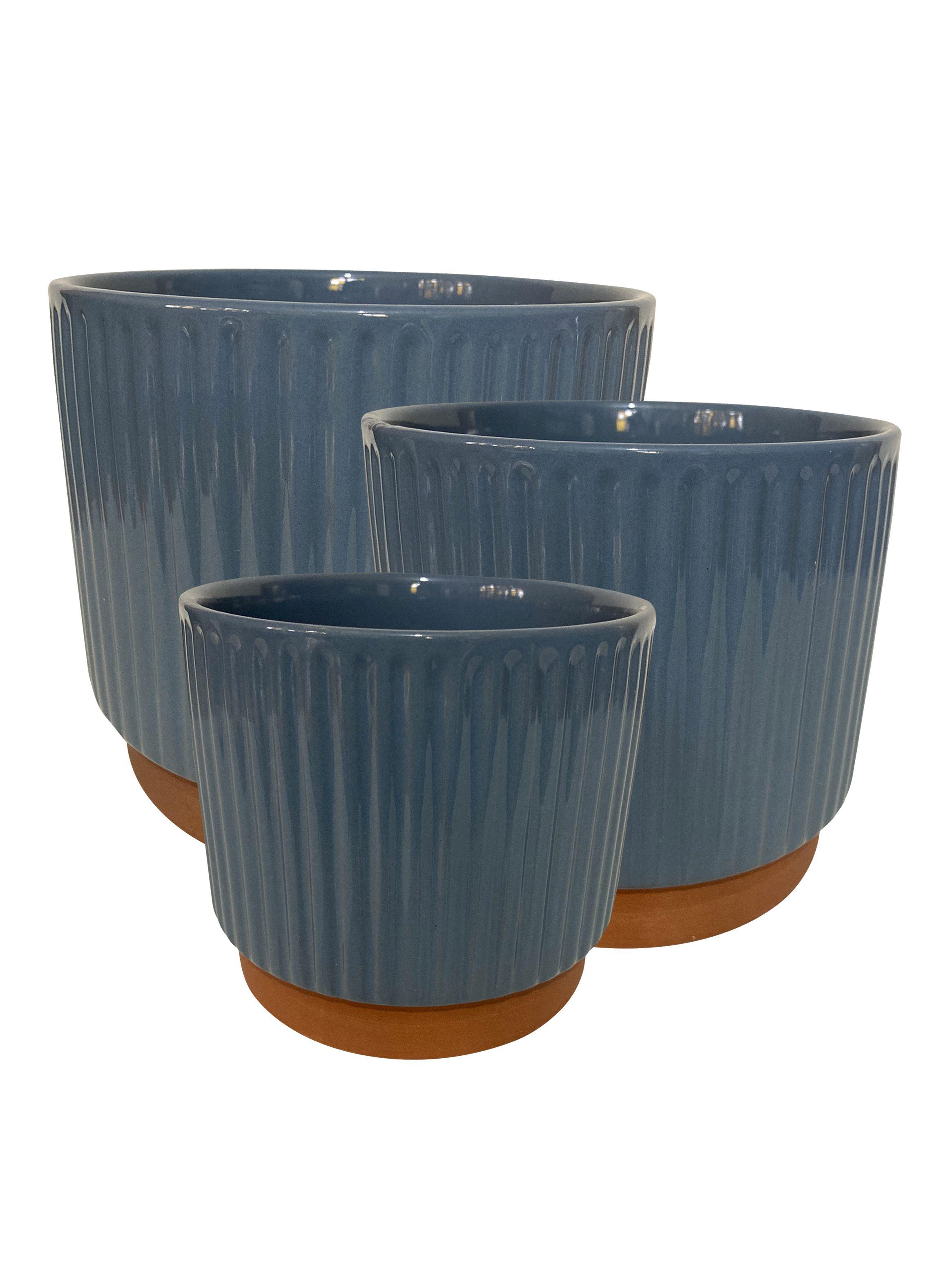 Macetero Enlozado Azul 14 x 12 cm-1