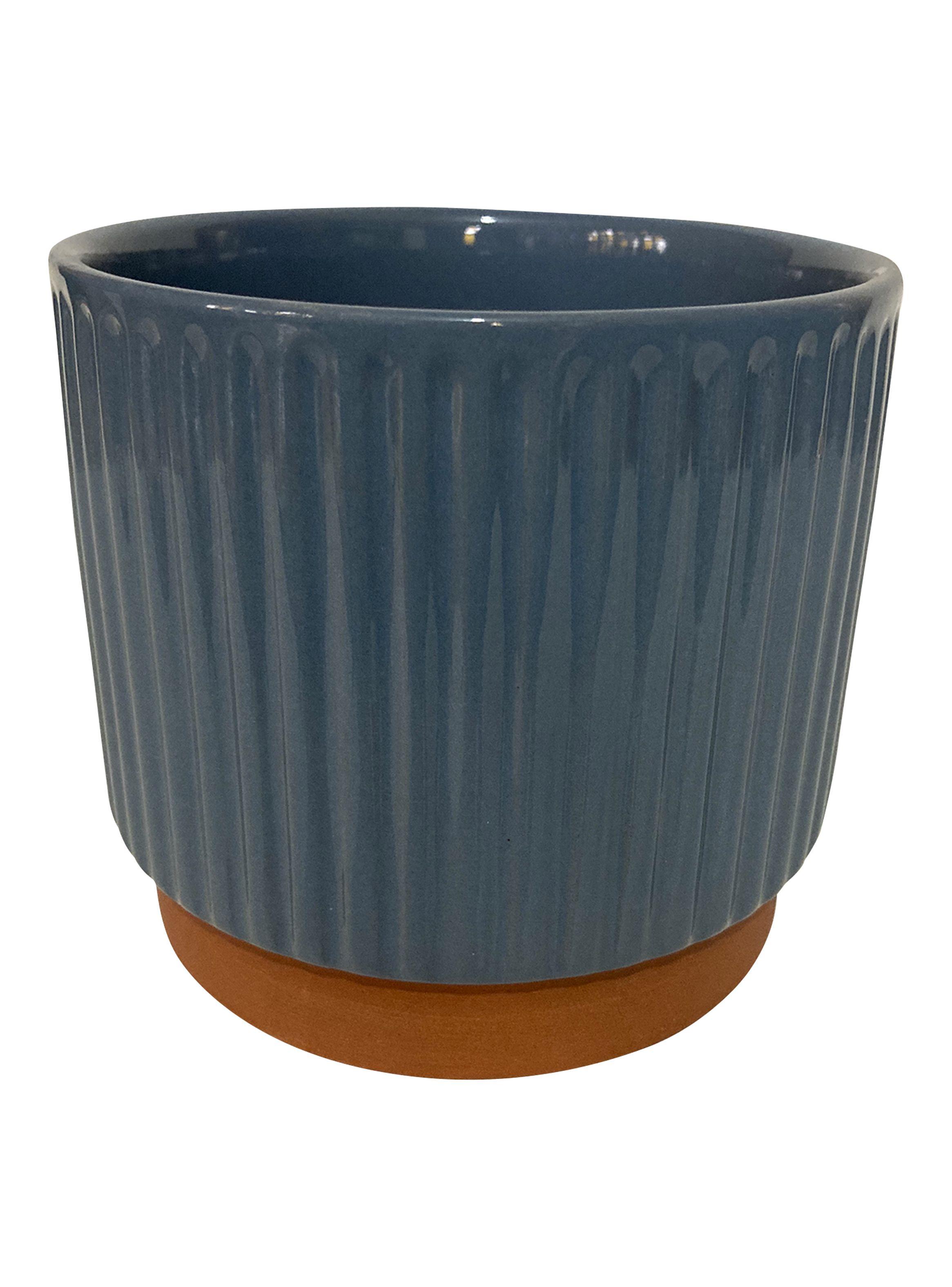 Macetero Enlozado Azul 14 x 12 cm-0