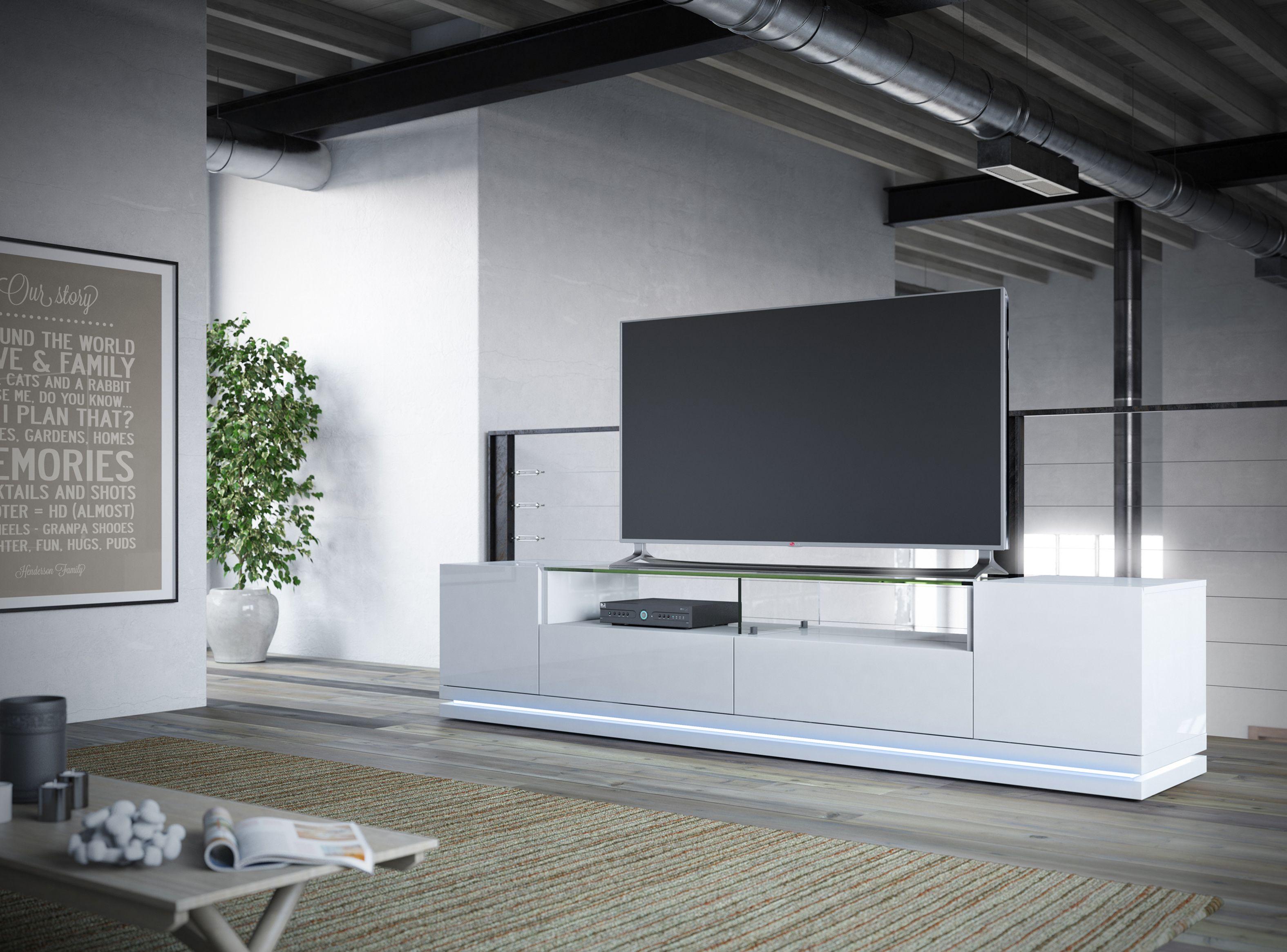 Rack Decocasa TV Rennes Blanco 2C 2P-1
