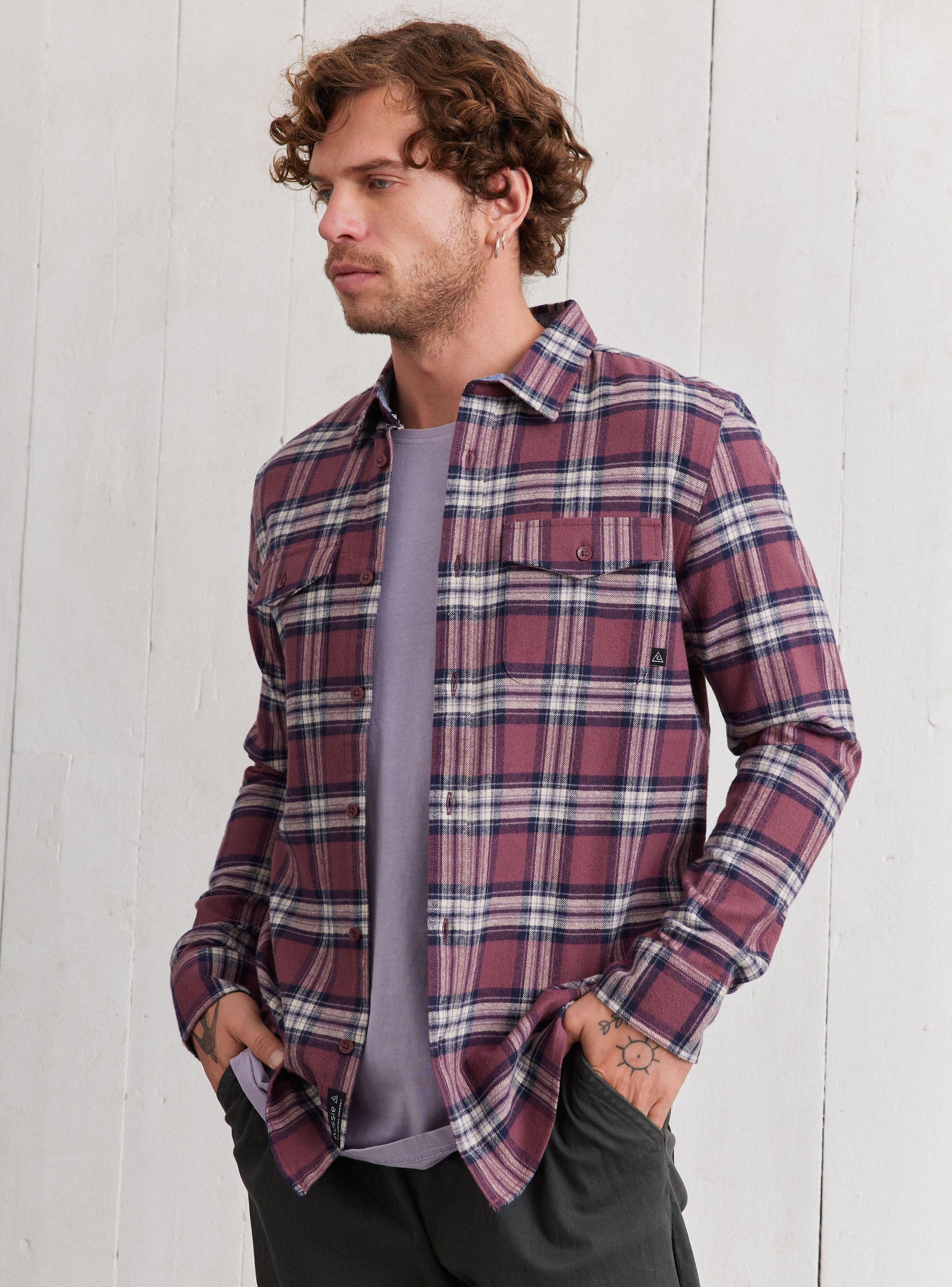 Camisa de Vestir Franela Diseño Escocés-0