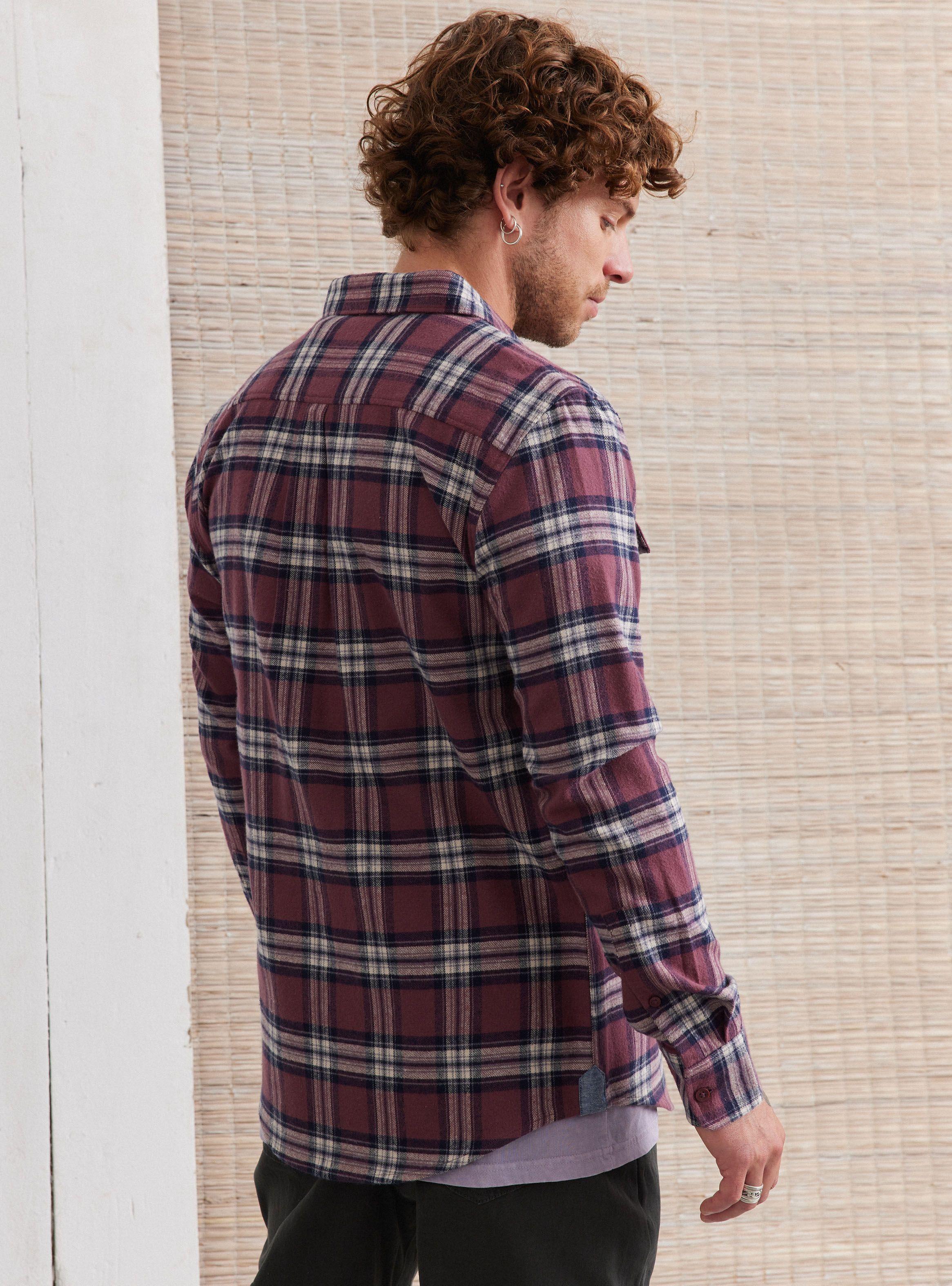 Camisa de Vestir Franela Diseño Escocés-1