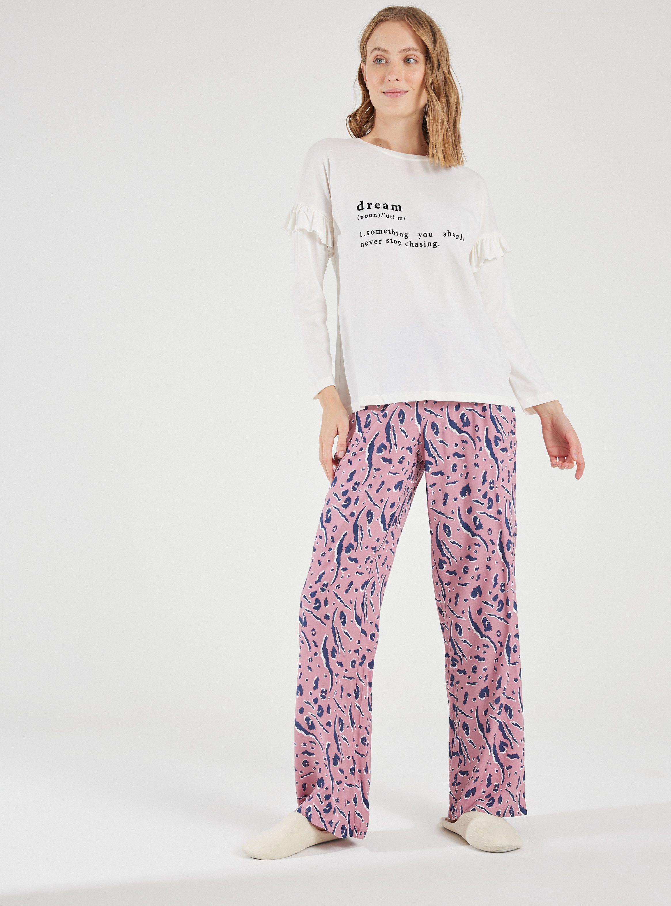 Polera Pijama Color Sólido con Print Vuelos Manga-4