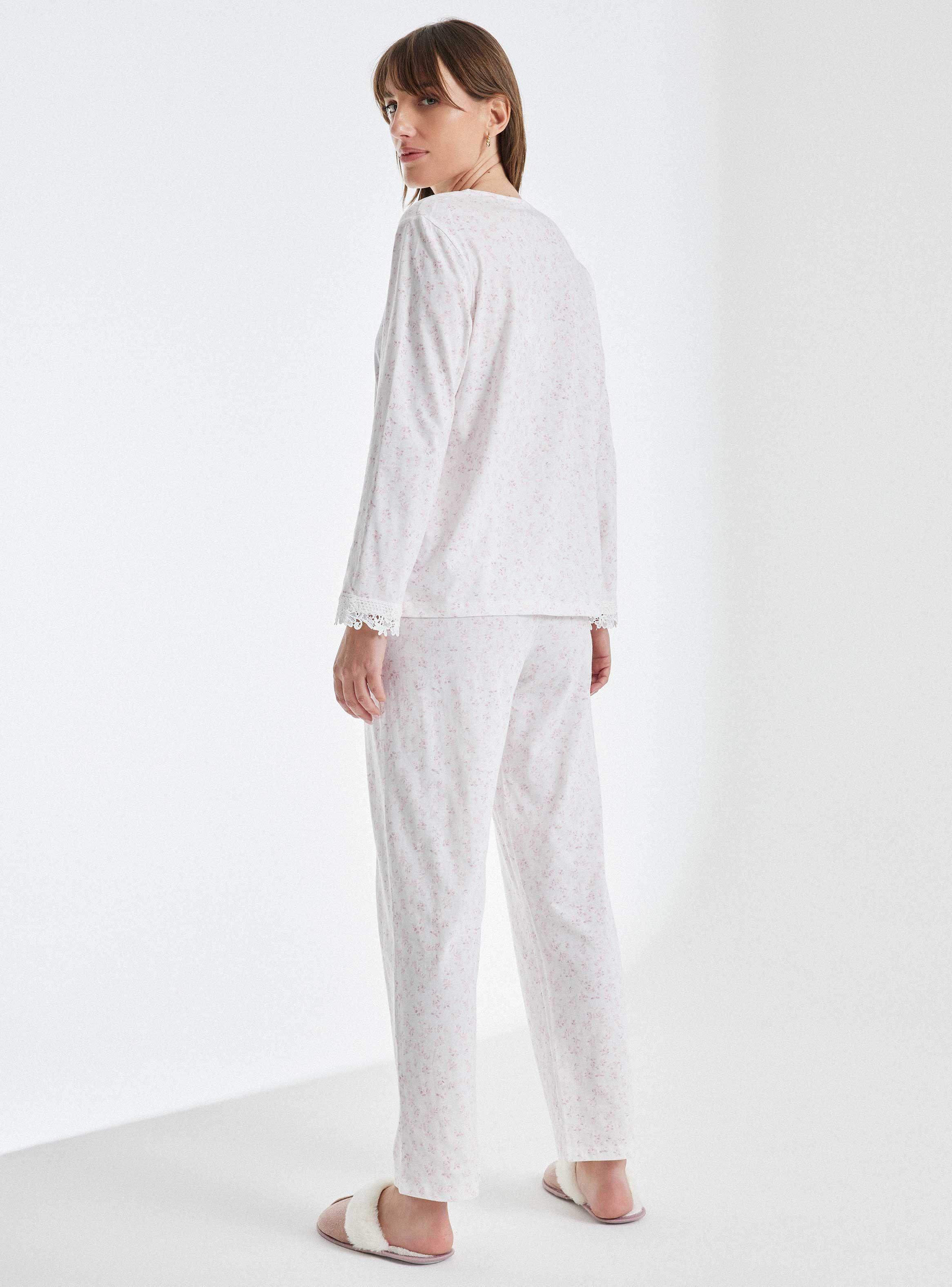 Pijama Detalle En Cuello Encaje  Full Print-5