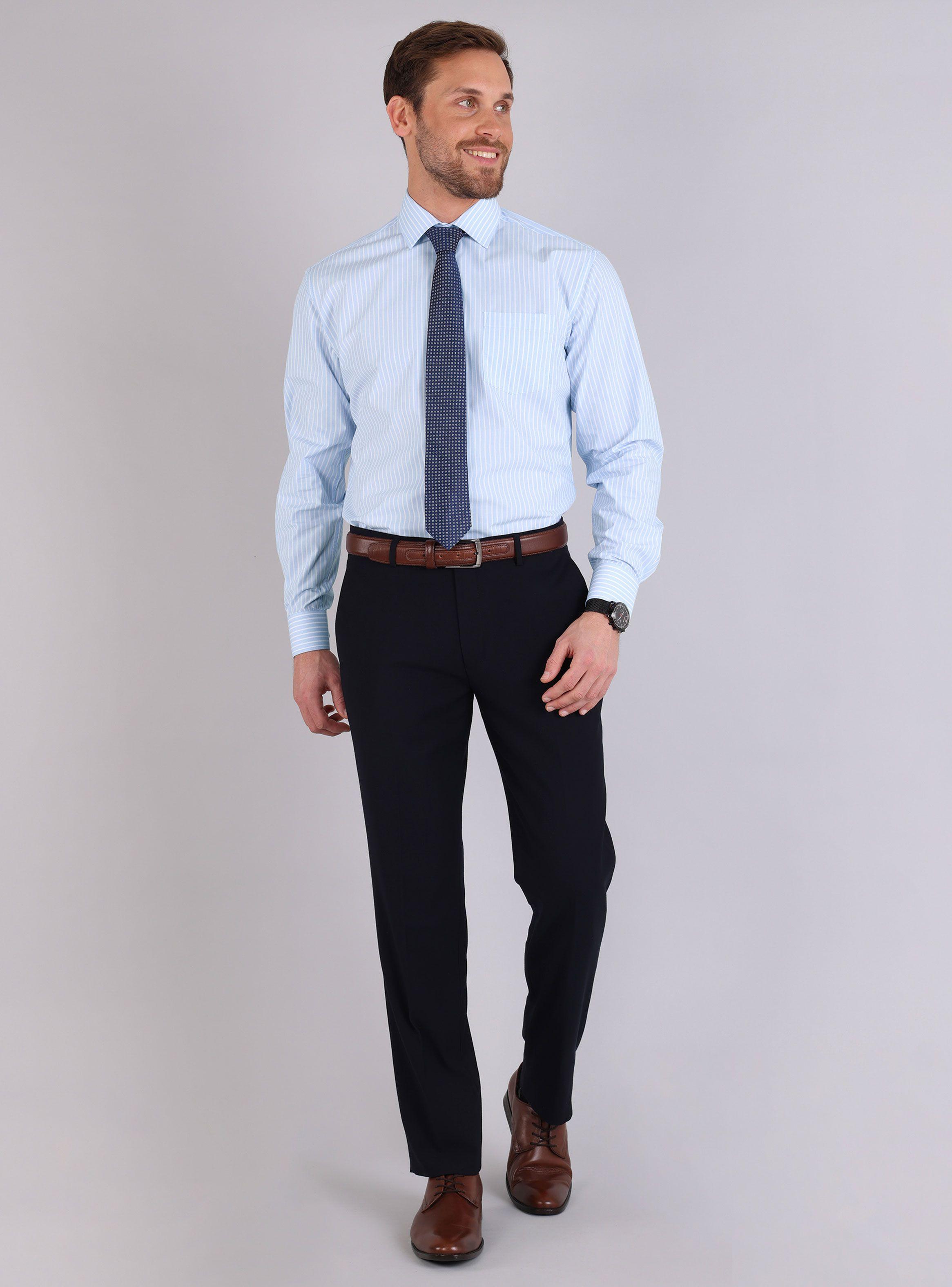 Camisa Cuello Italiano Diseño a Rayas-4