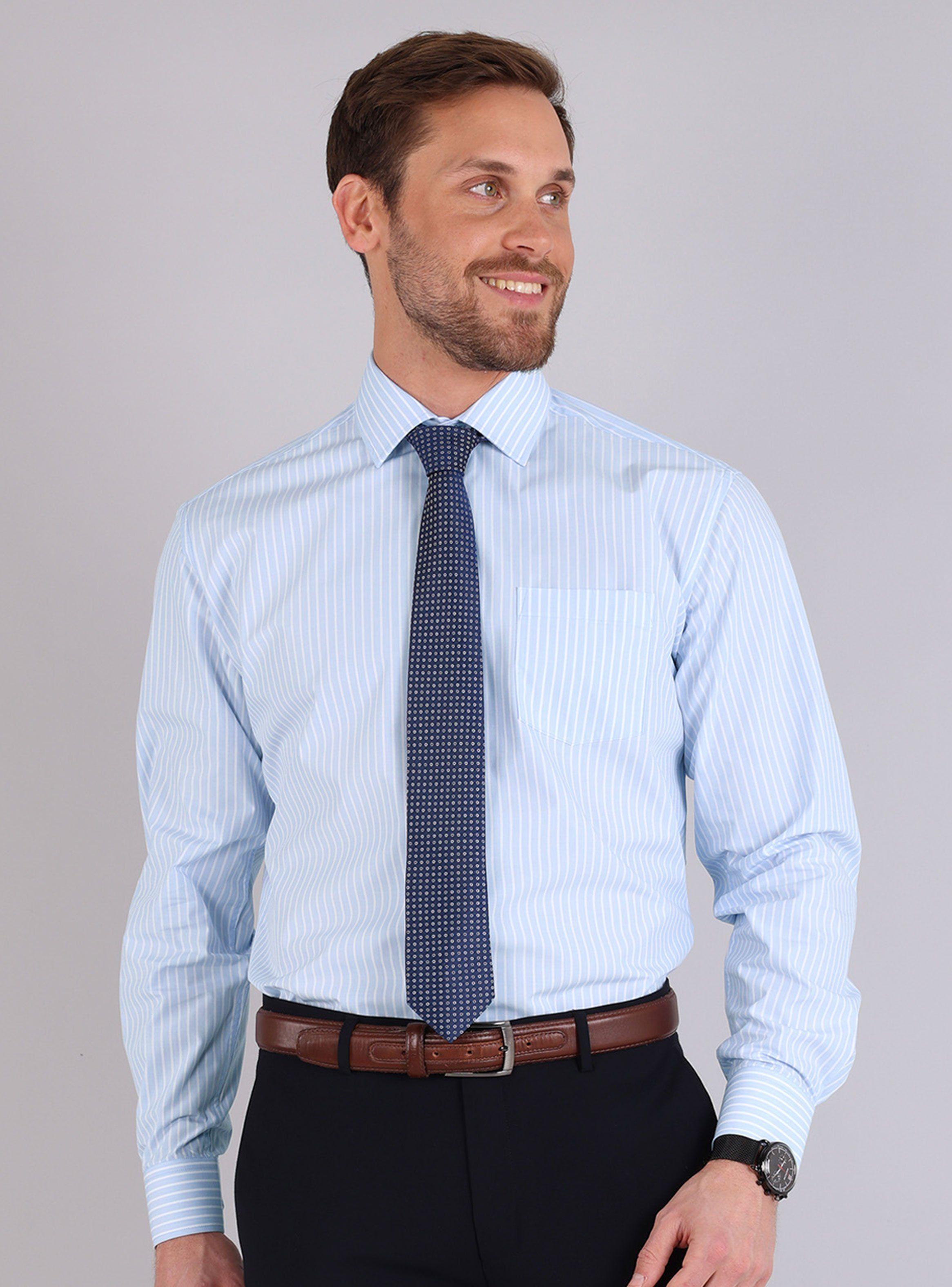 Camisa Cuello Italiano Diseño a Rayas-0