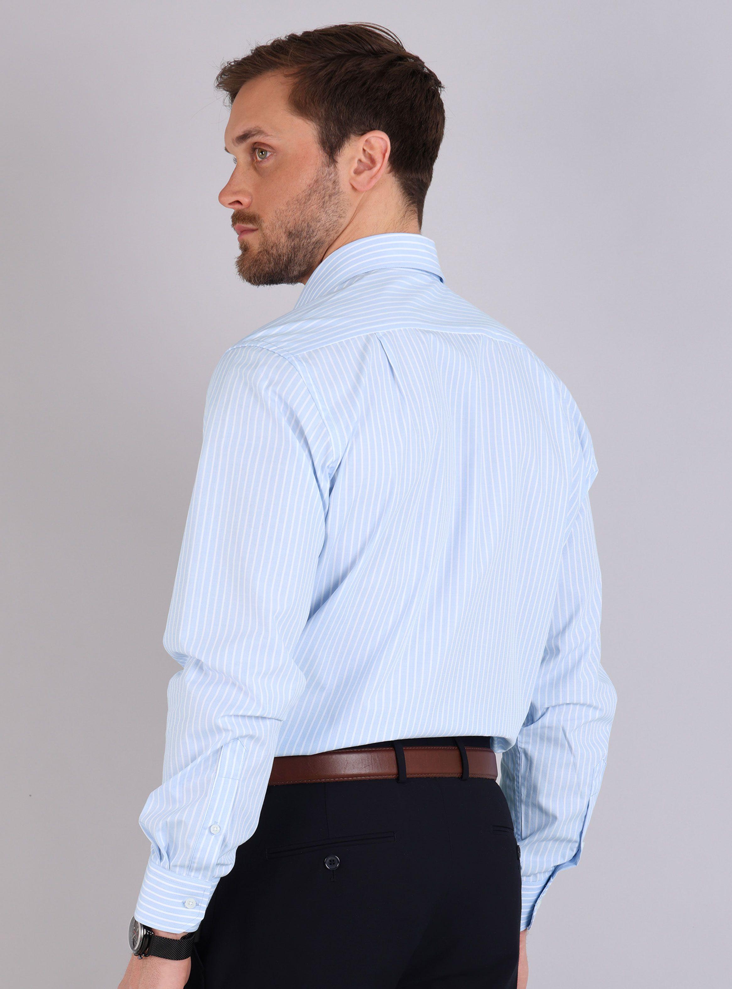 Camisa Cuello Italiano Diseño a Rayas-1