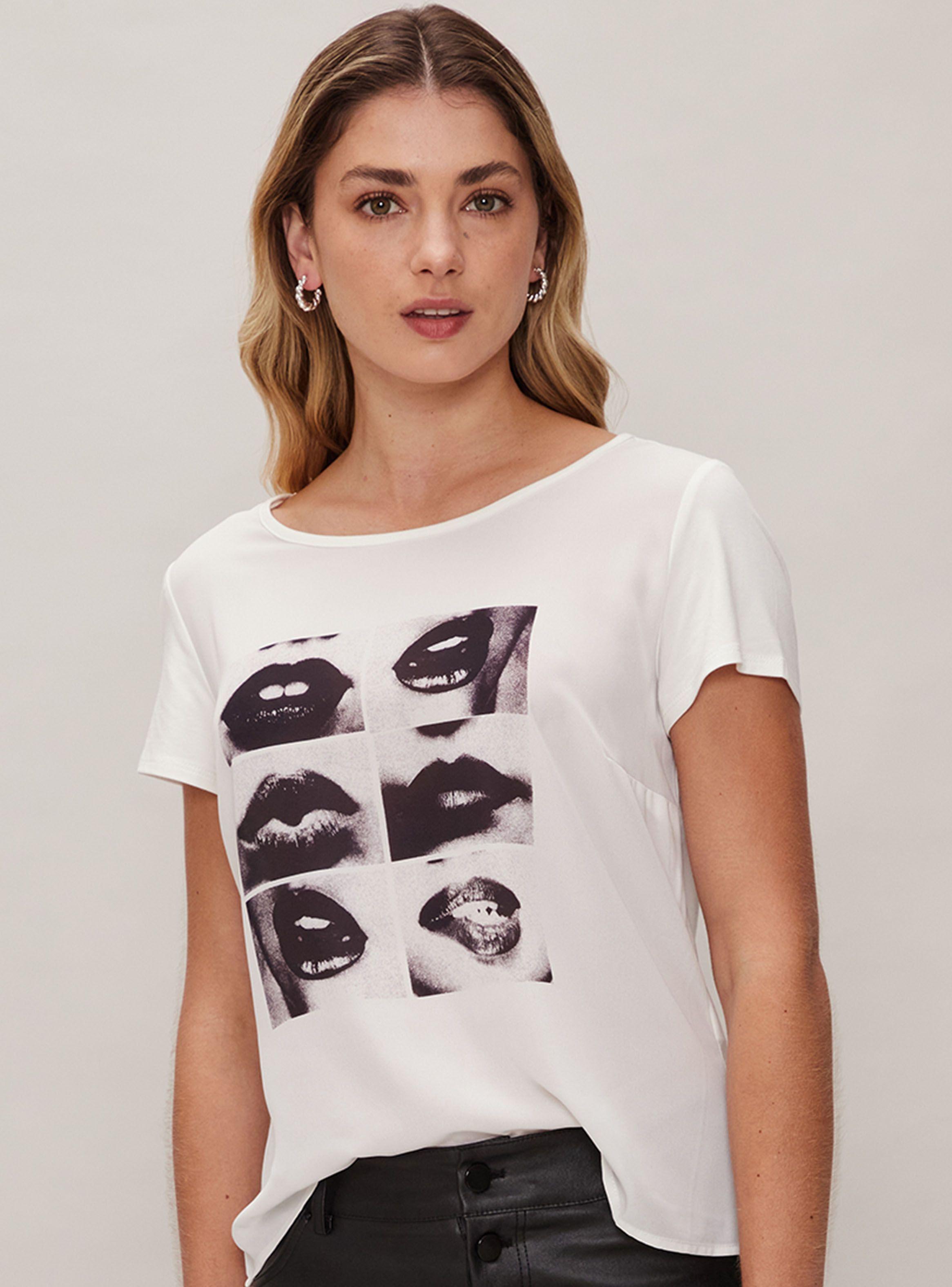 Polera Manga Corta con Estampado Cuadricula-0