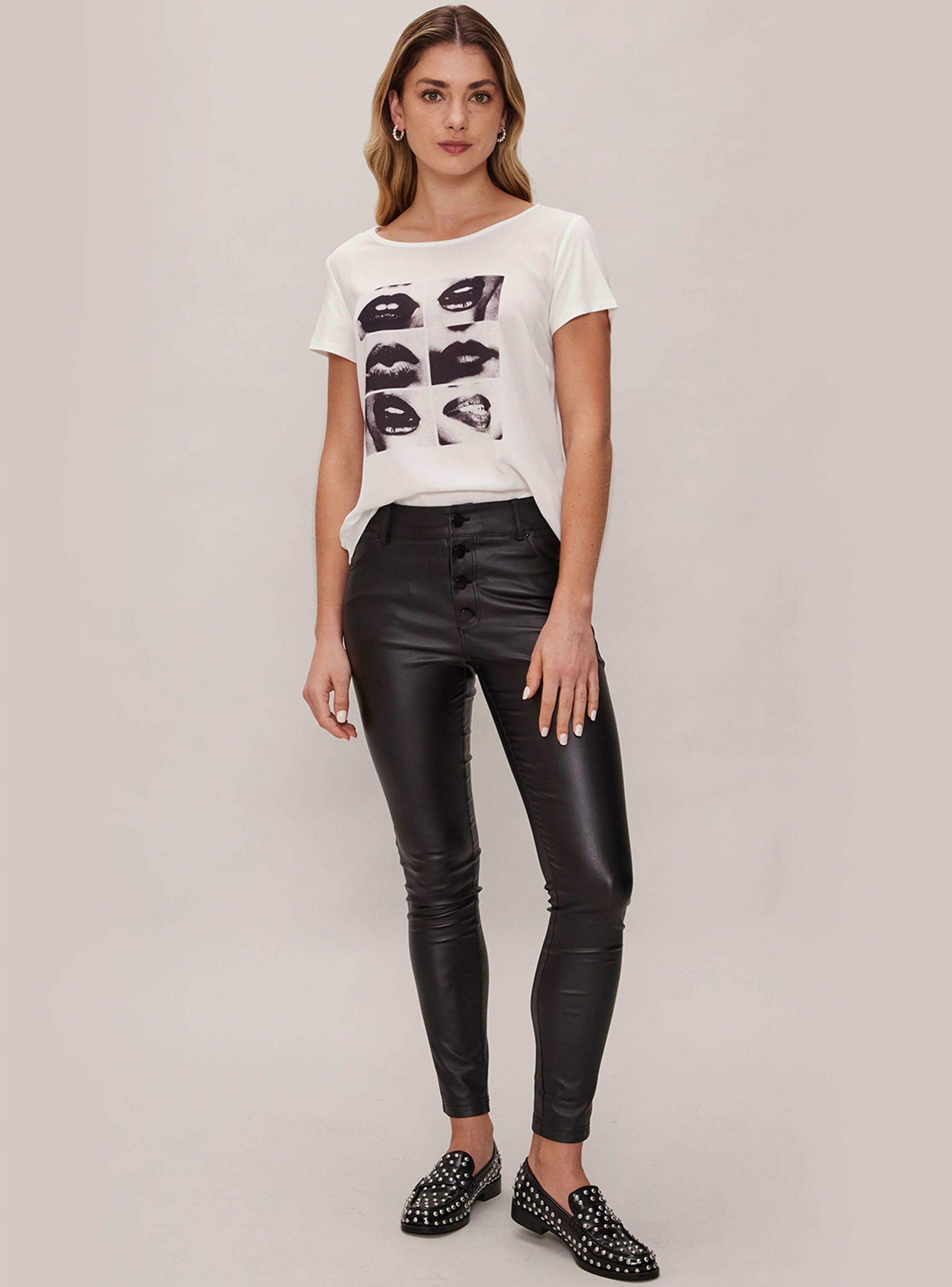 Polera Manga Corta con Estampado Cuadricula-3