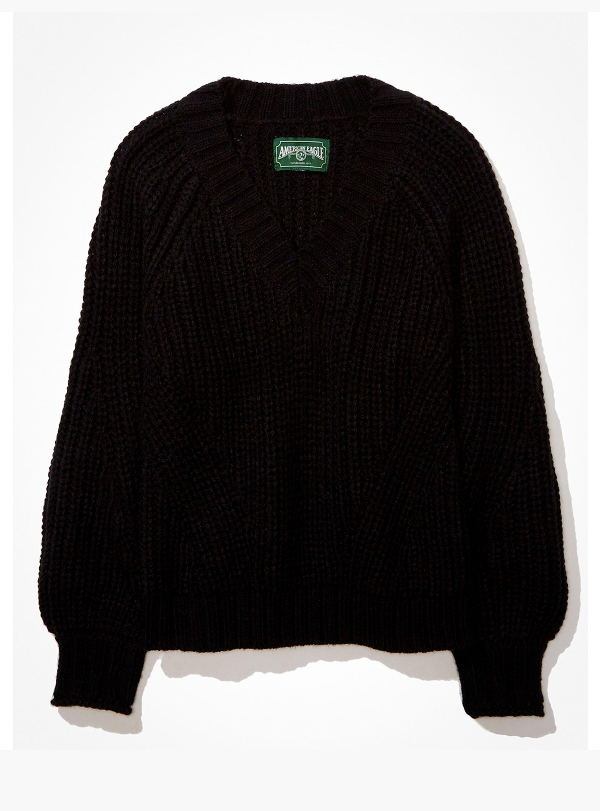 Oversized Sweater Chunky Knit V-Neck-2