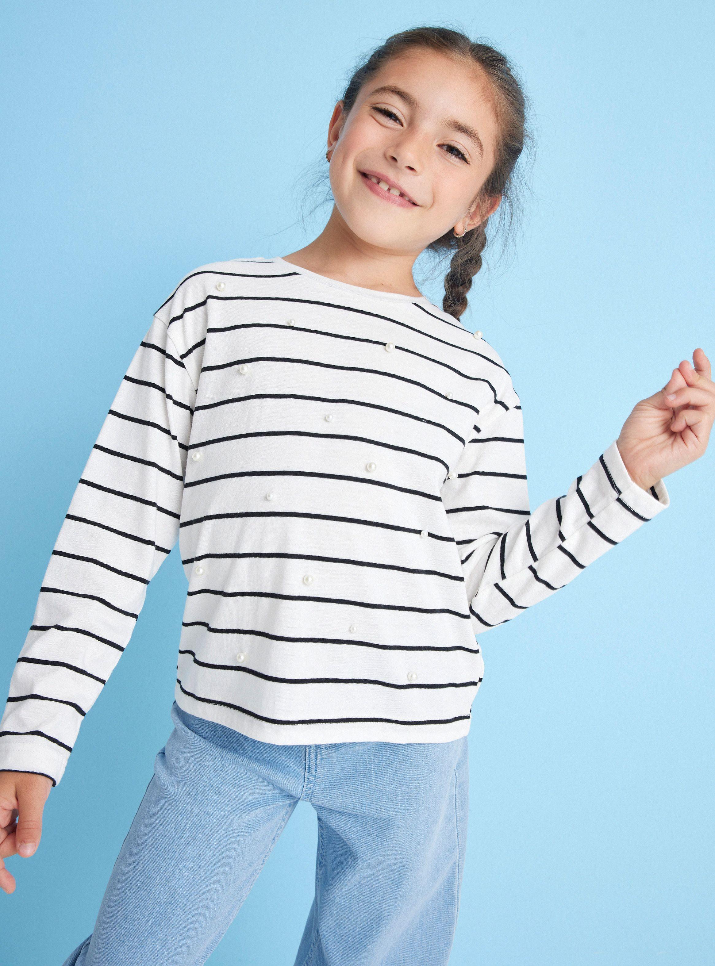 Polera Listada Con Aplicación Perlas-0