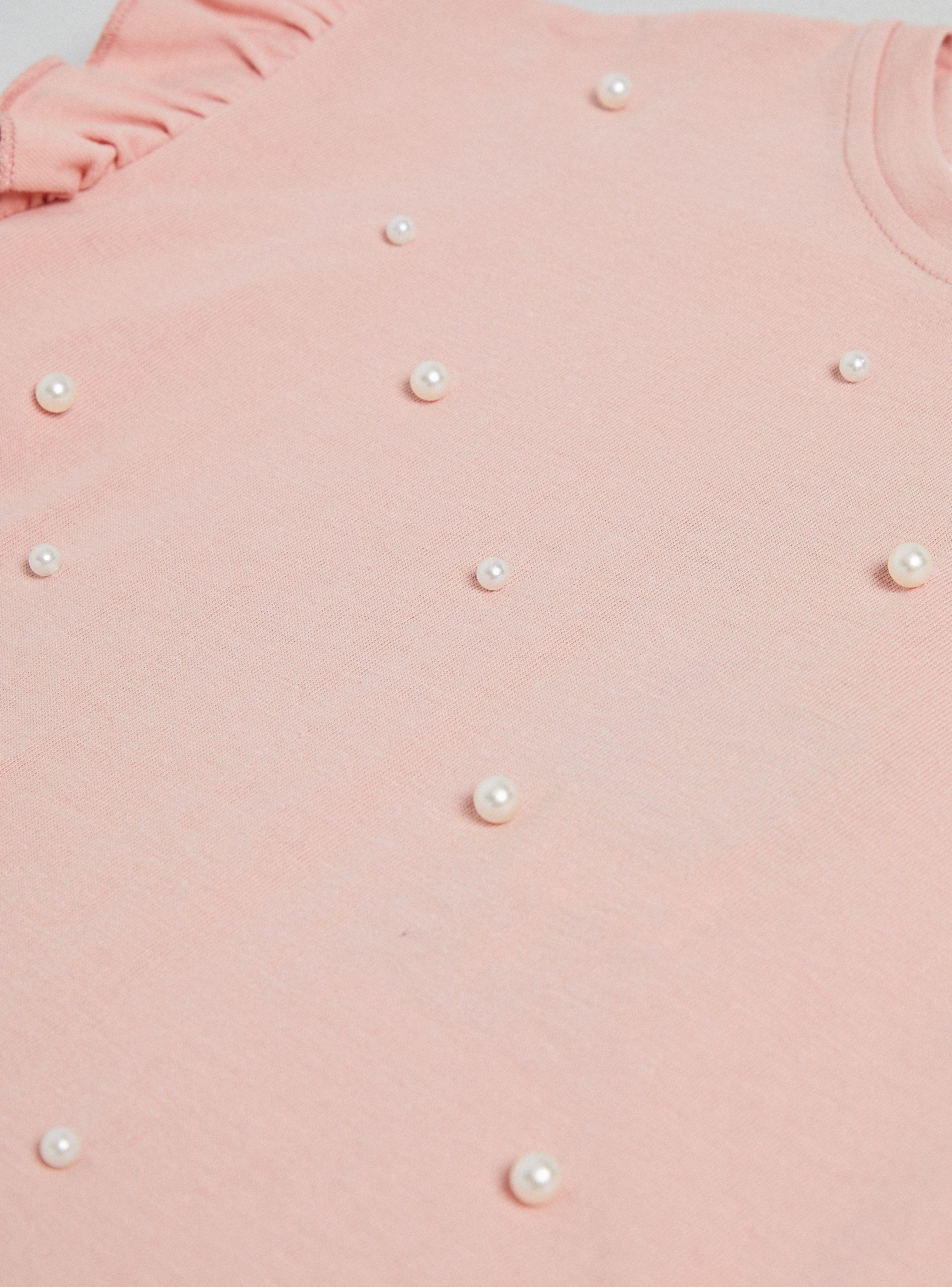 Polera Vuelos En Manga Con Aplicación Perlas-4