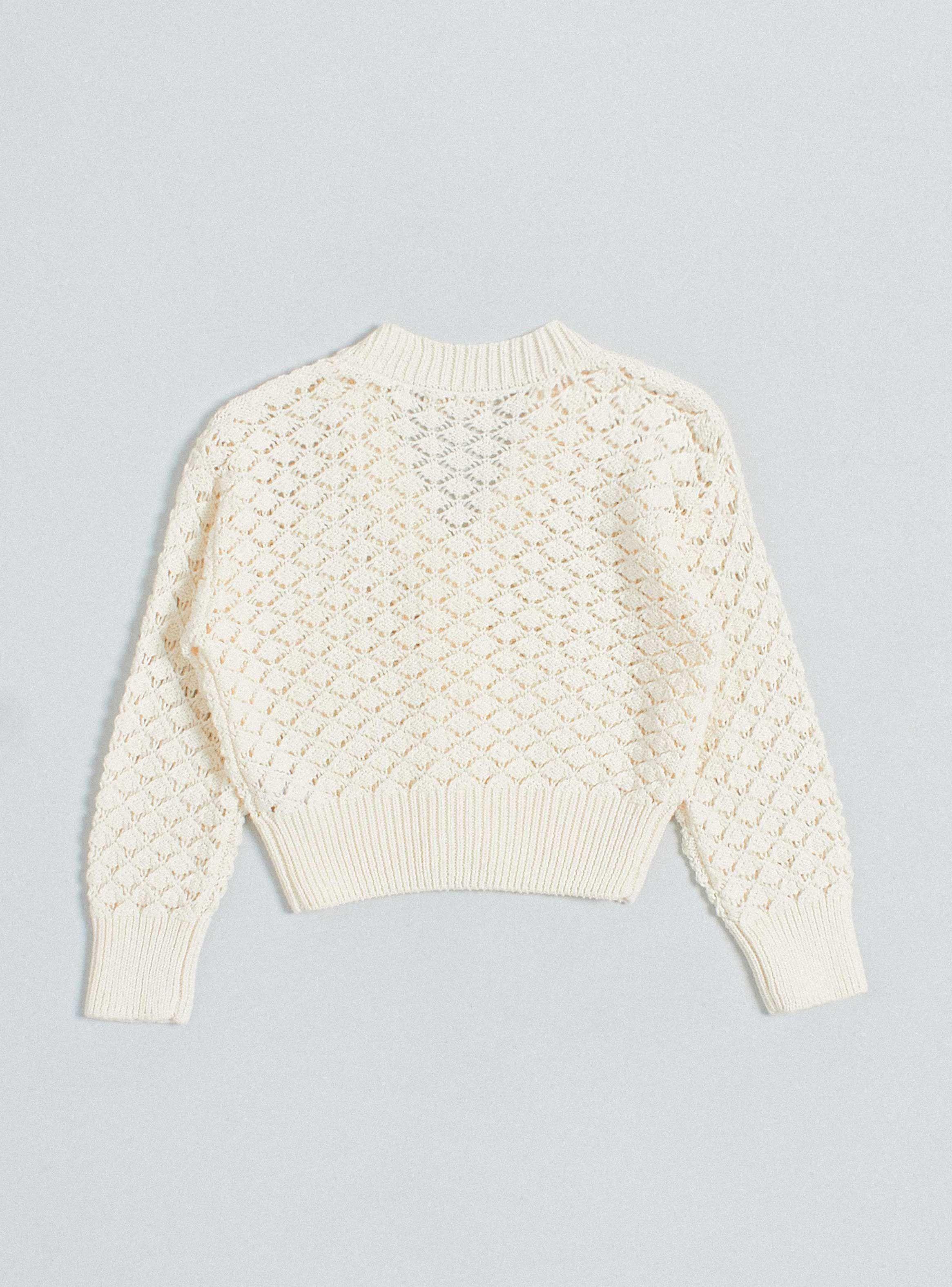 Chaleco Tejido Calado Abotonado-3