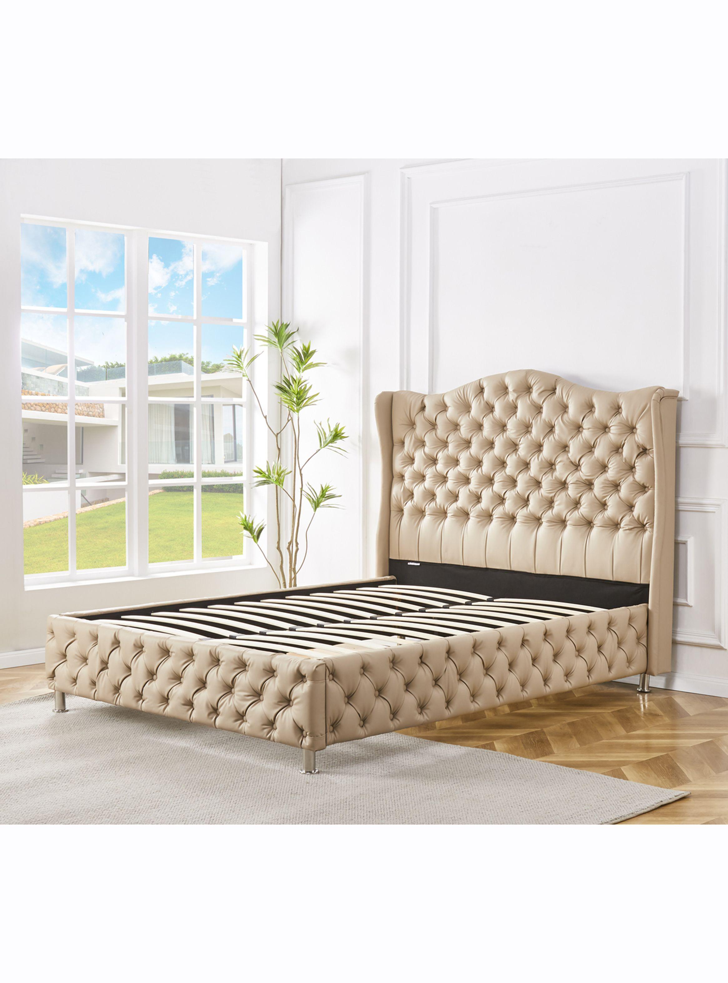 Base Topacio 2 Plazas + Respaldo Beige-2