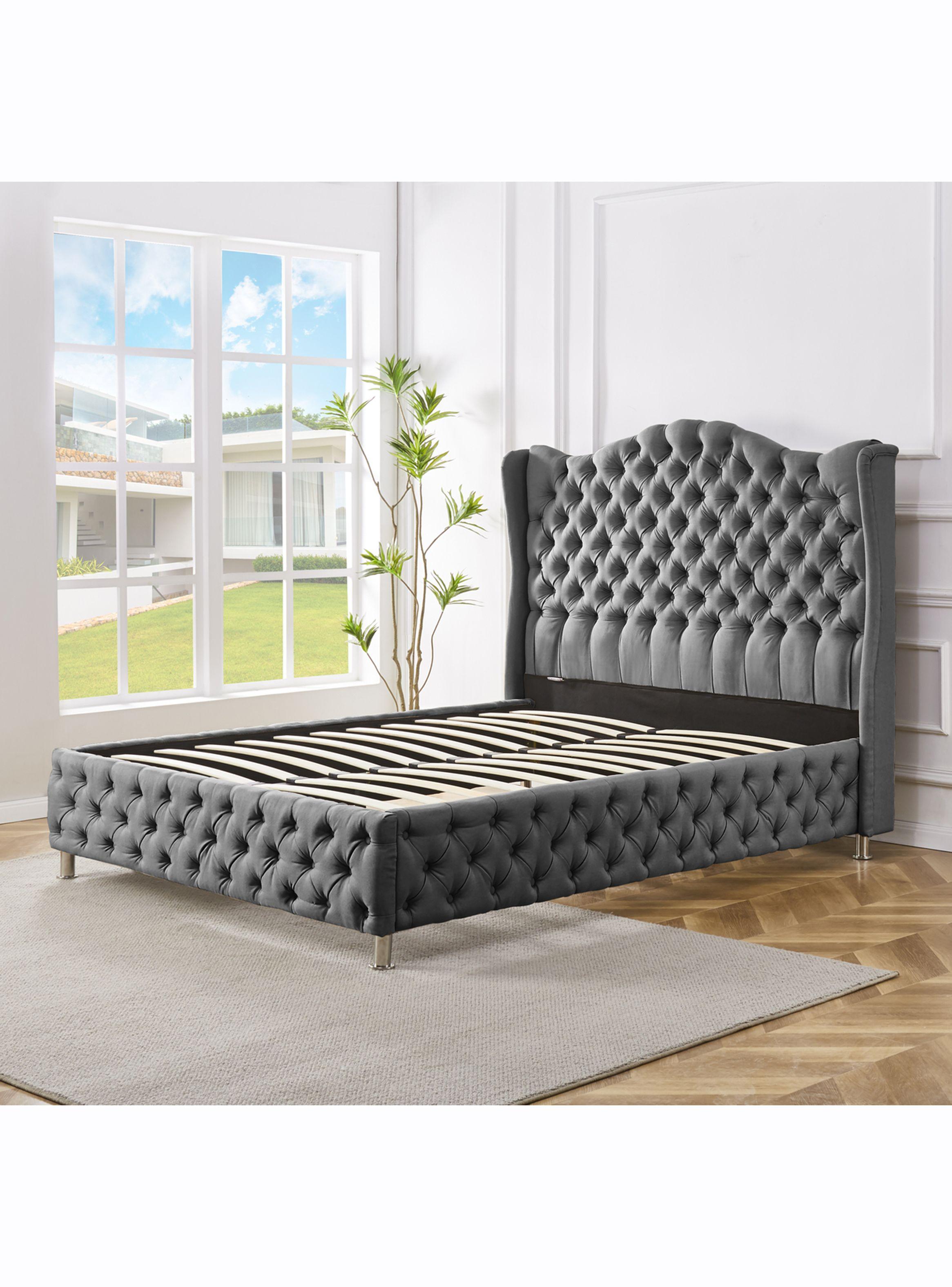 Base Topacio 2 Plazas x 190 cm + Respaldo Gris-2