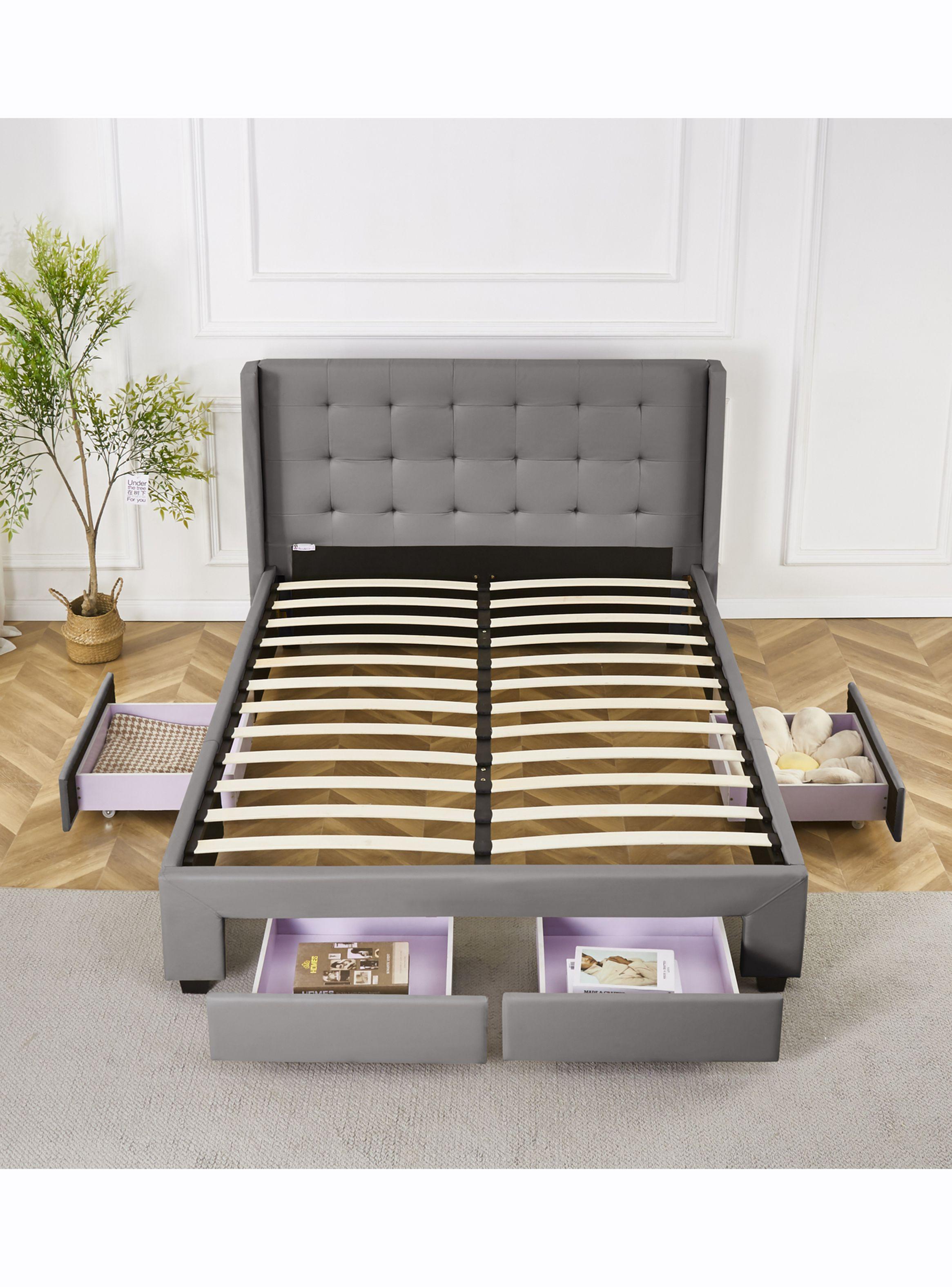 Base 2 Plazas Drawer + Respaldo Gris-1