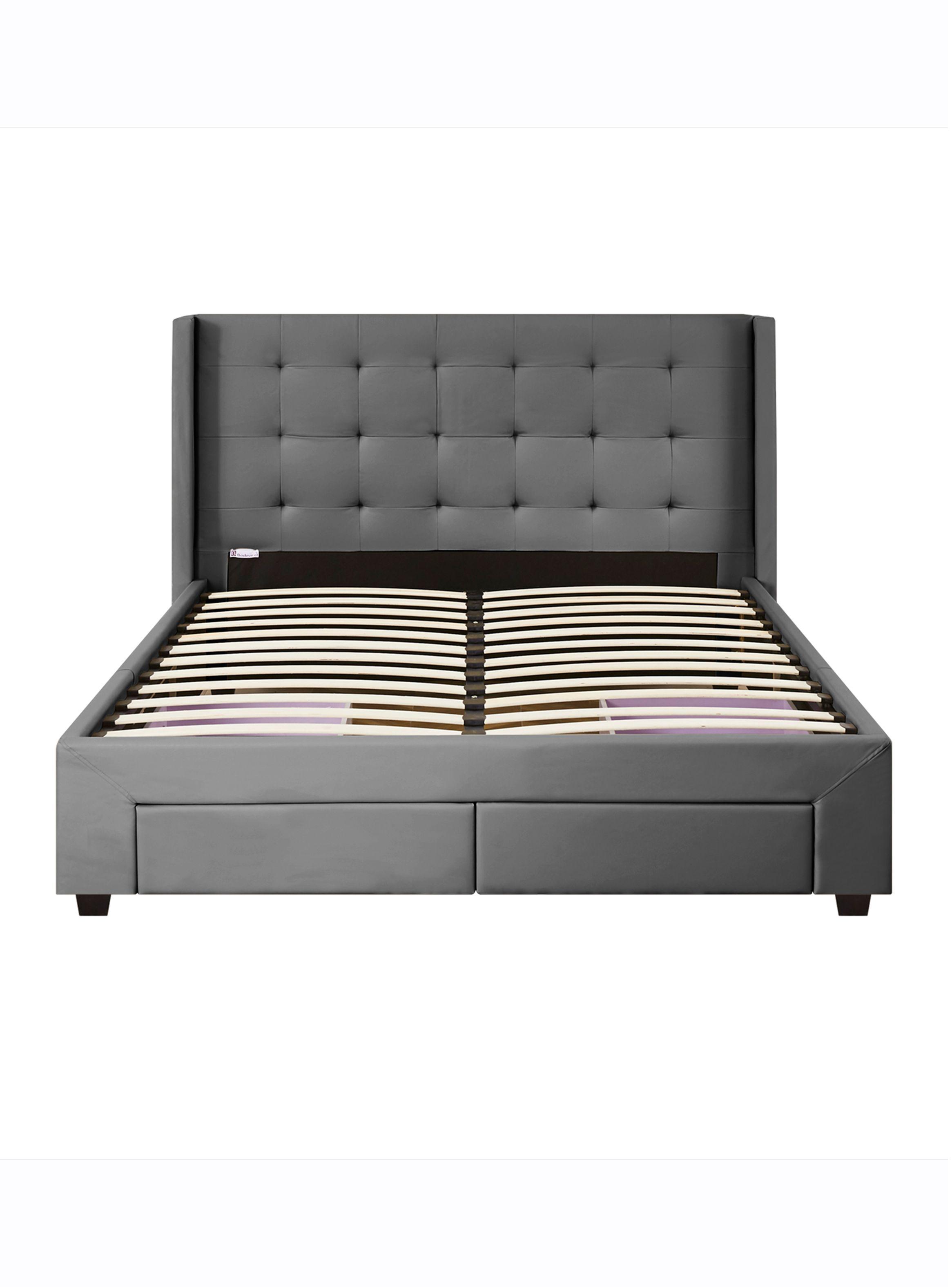 Base 2 Plazas Drawer + Respaldo Gris-0