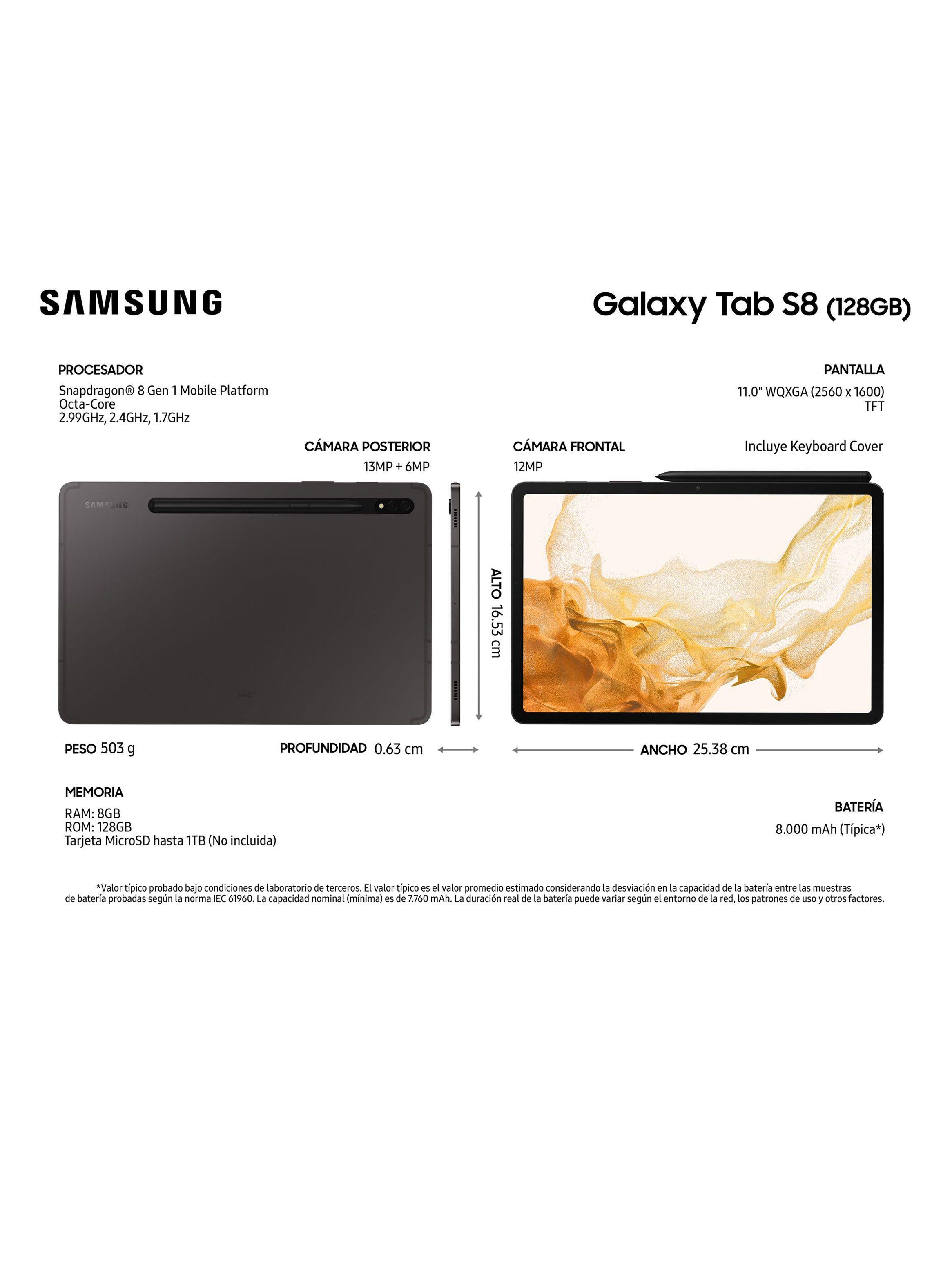Tablet Galaxy Tab S8 128GB 11" WiFi Graphite + Keyboard Cover-2