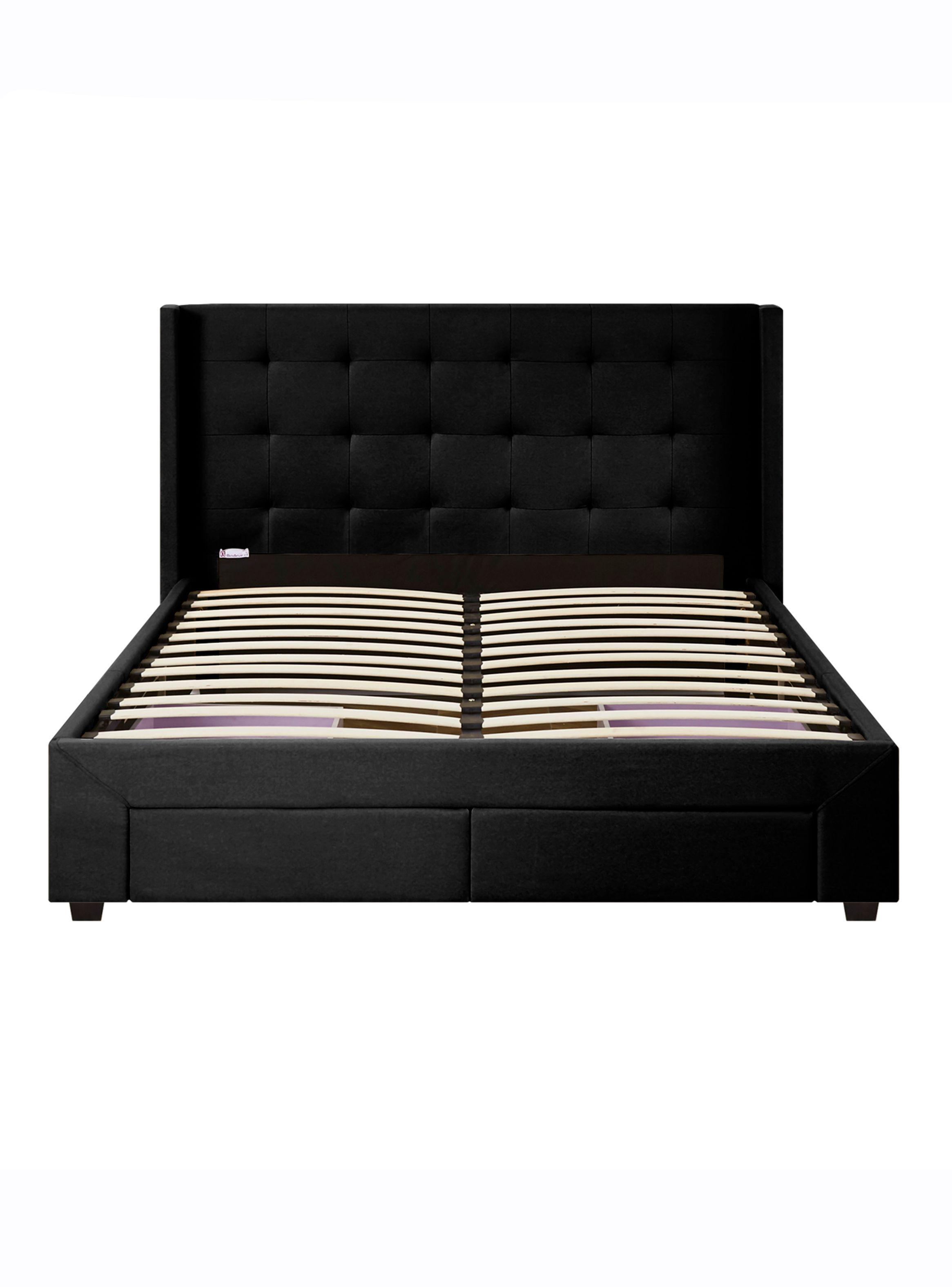 Base Drawer 2 Plazas Lino + Respaldo Negro-0