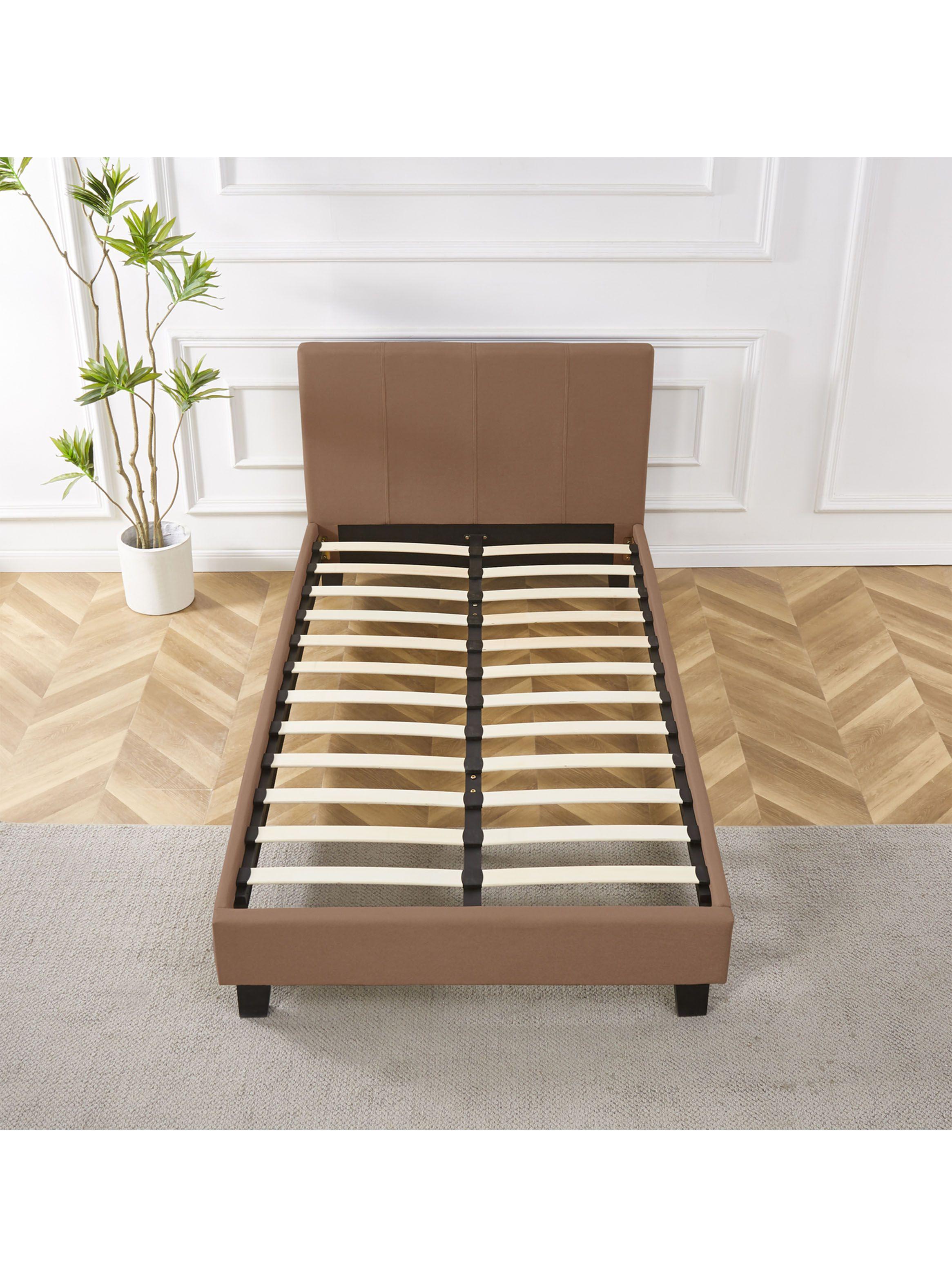 Base Clasica 1 Plaza x190 cm Lino + Respaldo Café-1