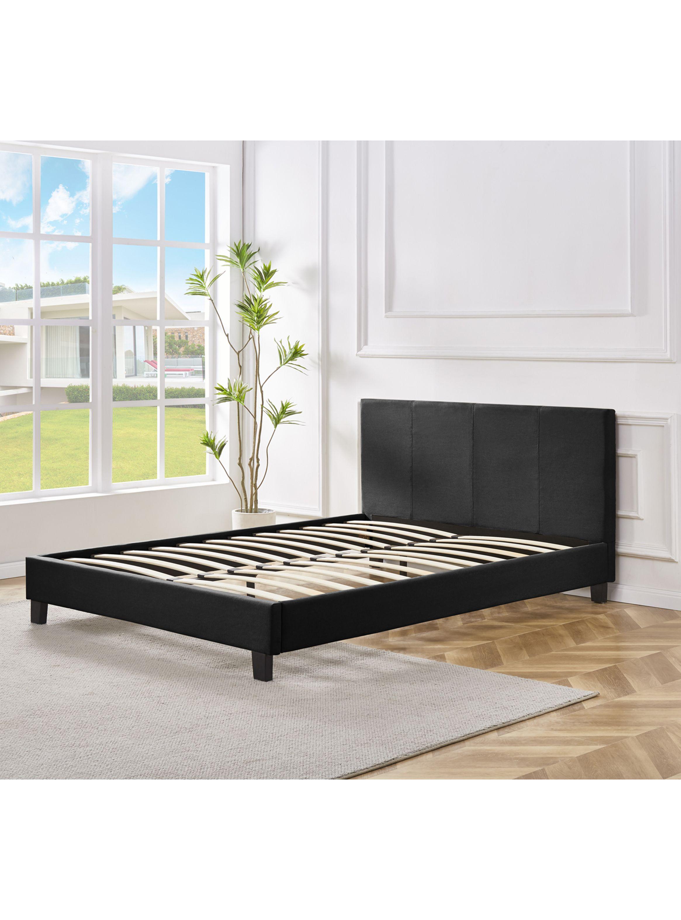 Cama Americana Clasica 2 Plazas Lino + Respaldo Negro-2