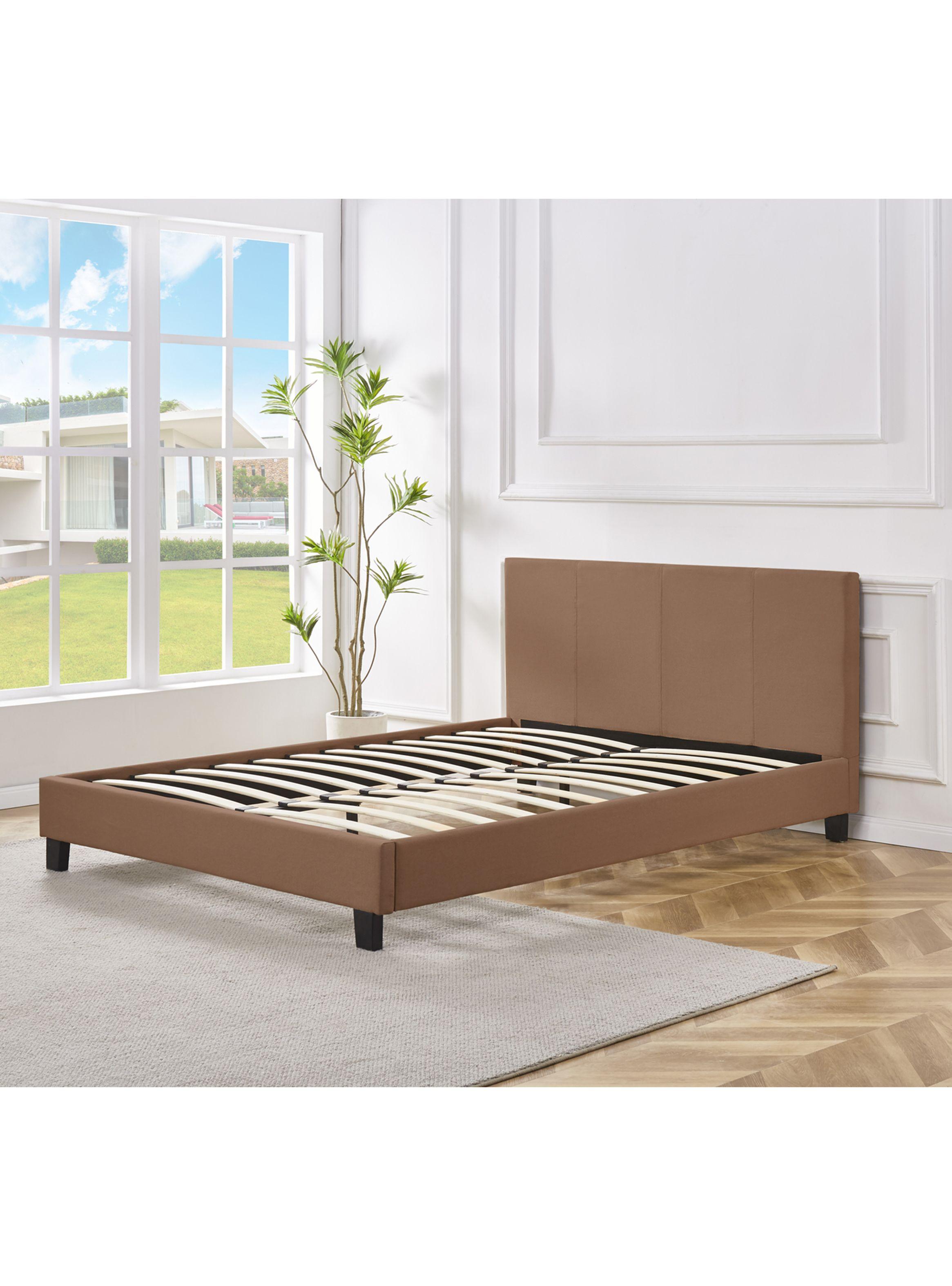 Cama Americana Clasica 2 Plazas Lino + Respaldo Café-2