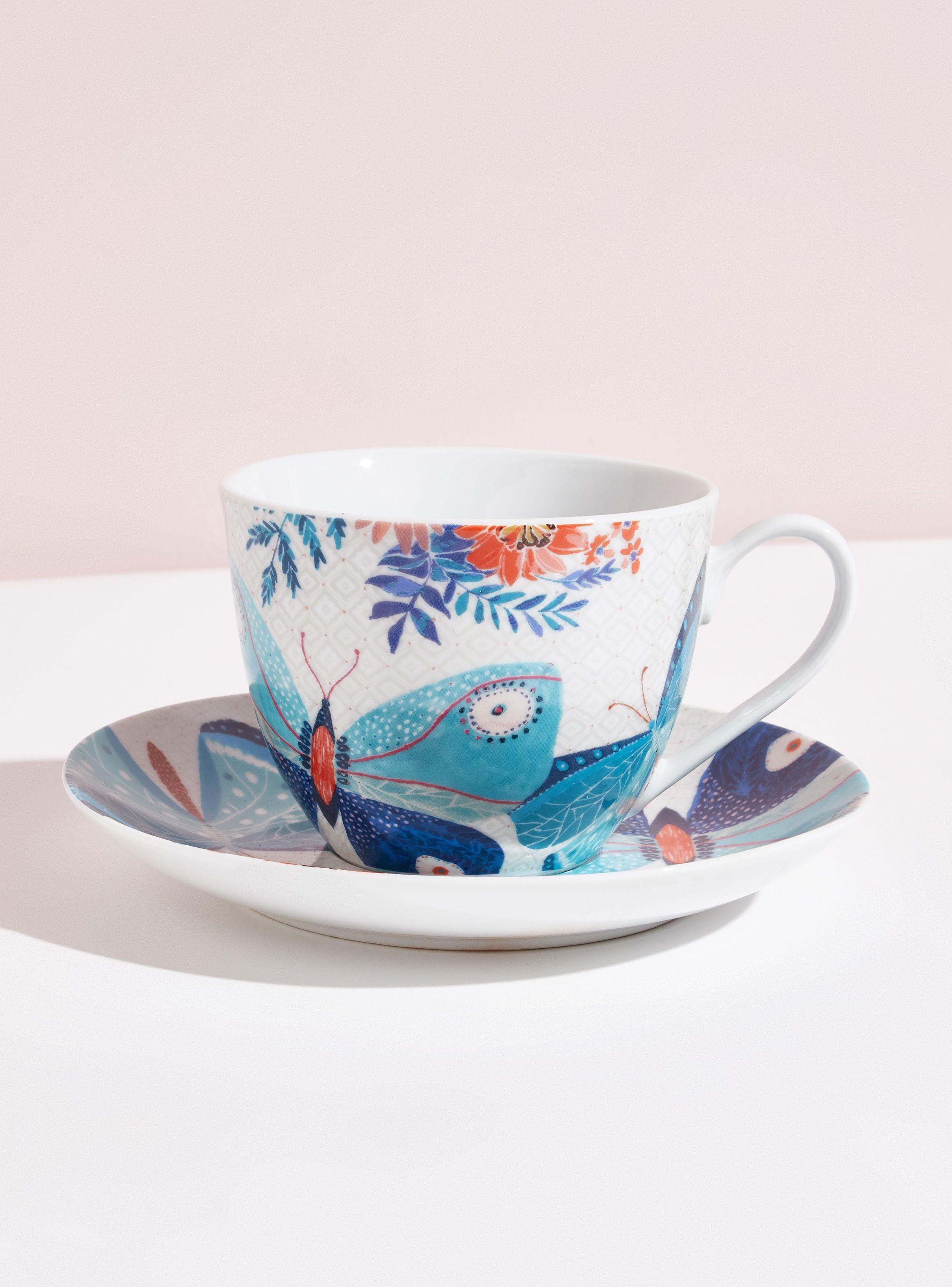 Set Vajilla 24 Piezas Mariposa Azul Porcelana-2