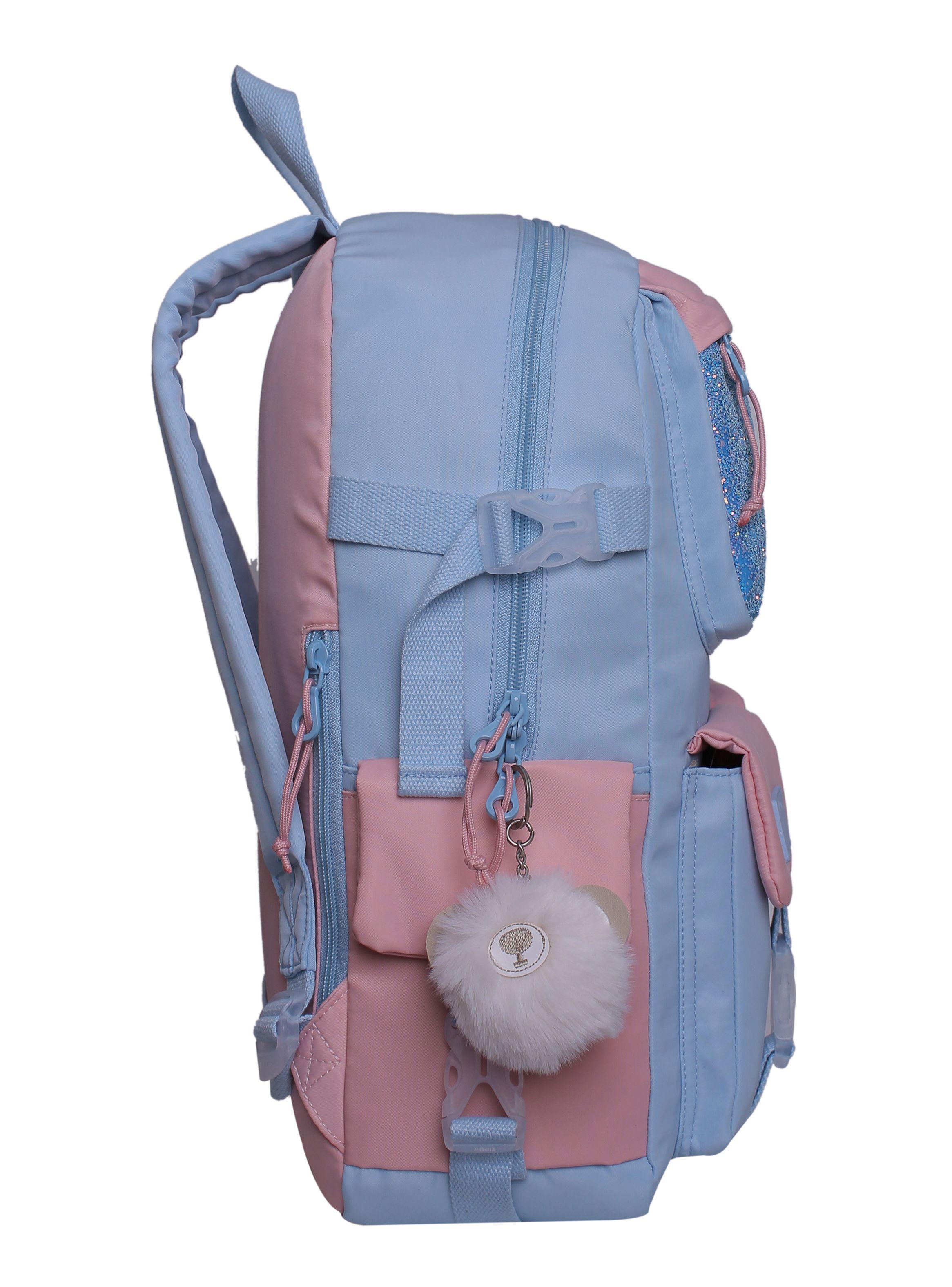 Mochila Juvenil Fusión Glitter Celeste-5