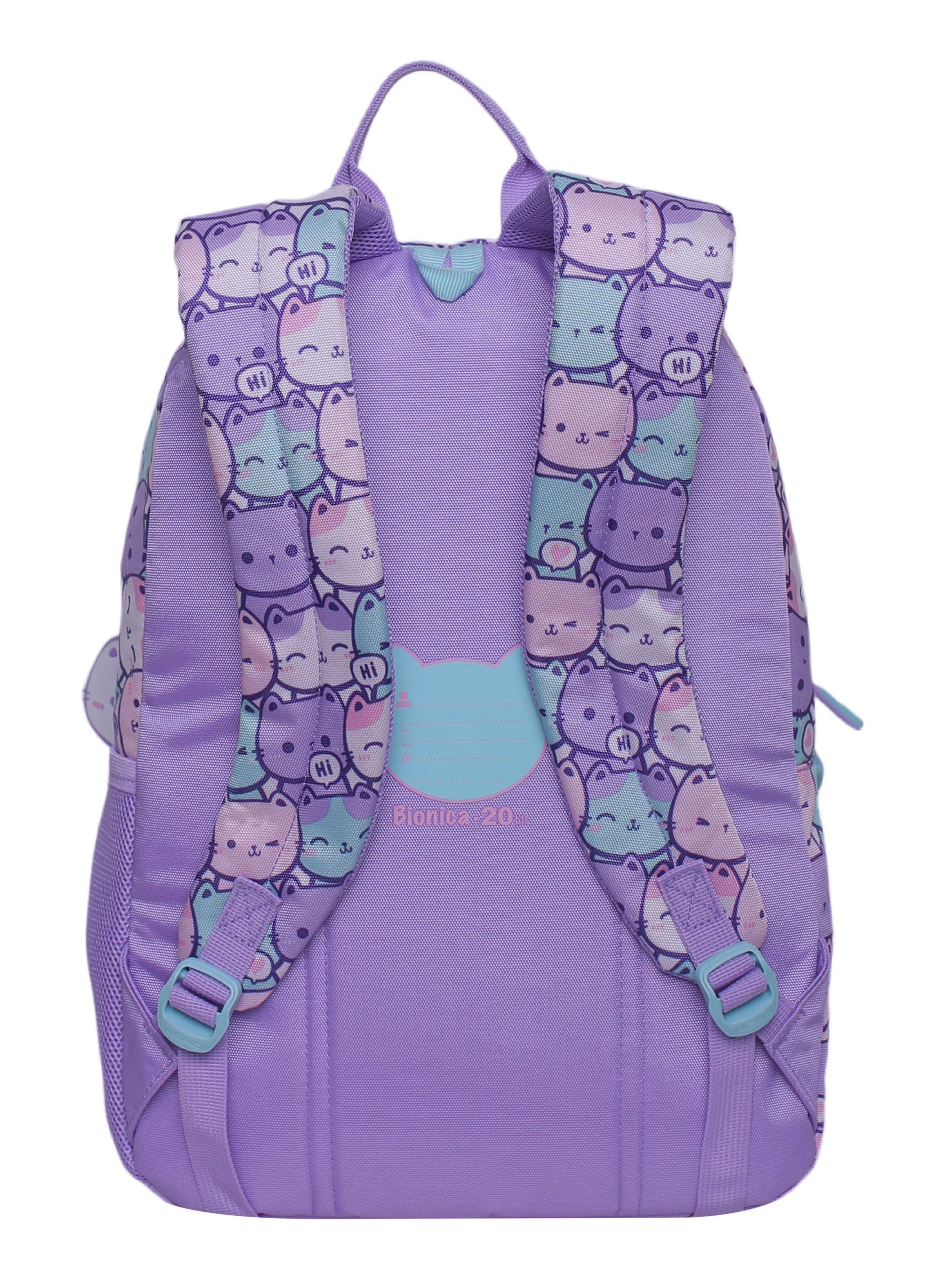 Mochila Infantil Biónica Gatos Pastel Lila-1