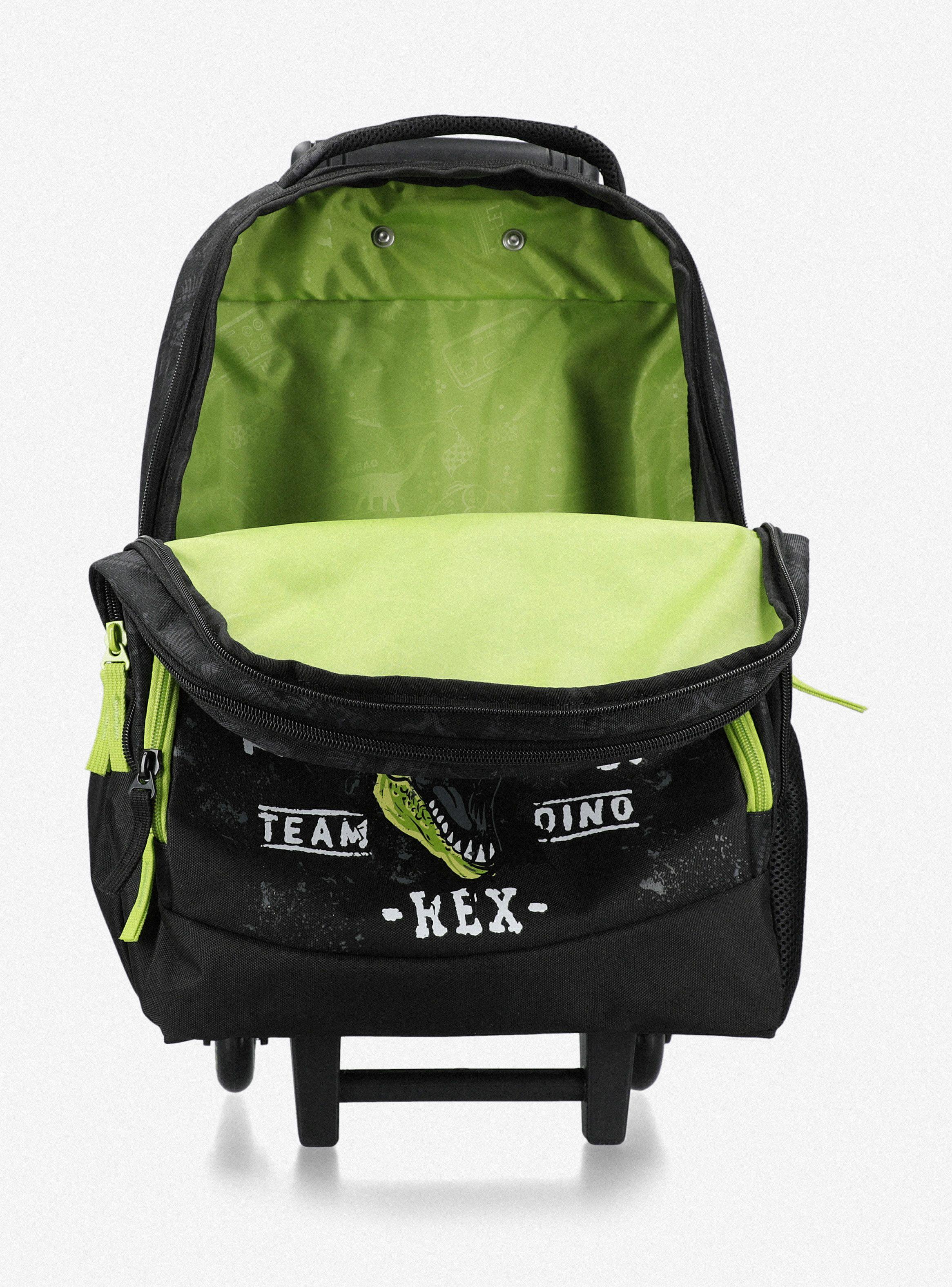 Mochila Con Carro Sorento Skeleton Dino Negro-3