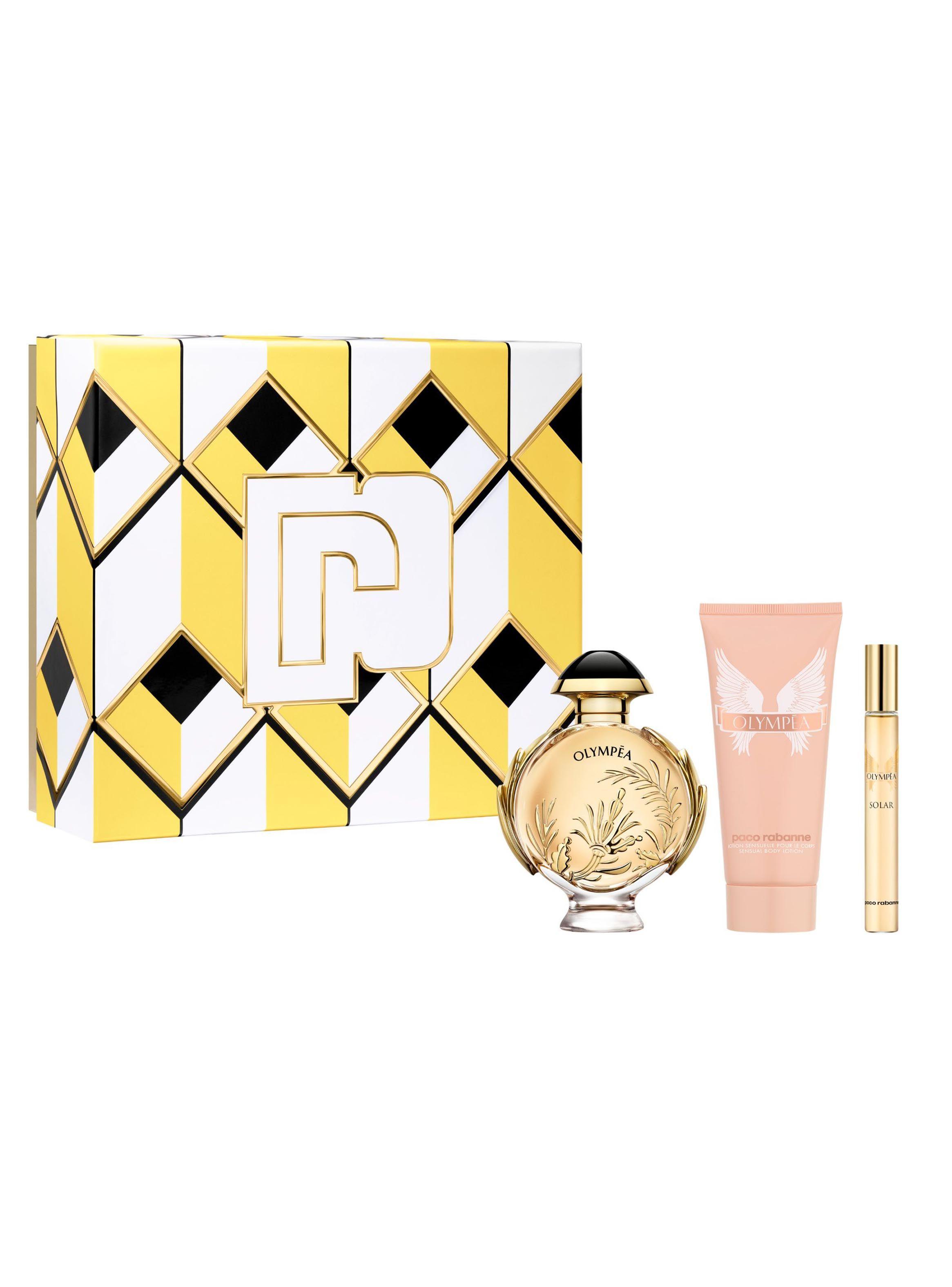 Set Perfume Olympea Solar EDP Mujer 80 ml + Body Lotion 100 ml + Mega Spritzer 10 ml-1