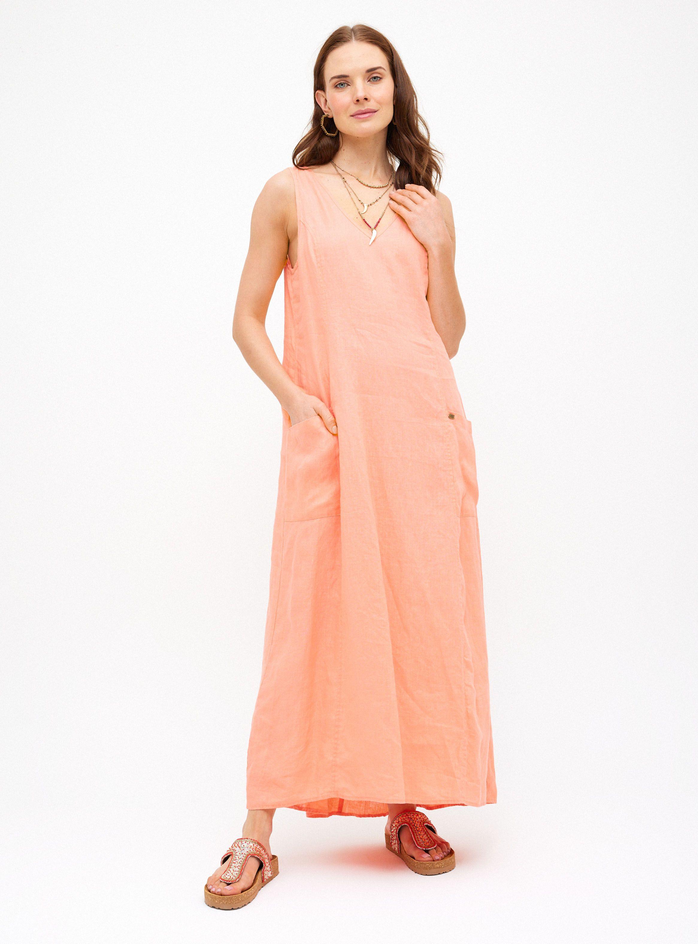 Vestido Lino con Bolsillos Laterales-0