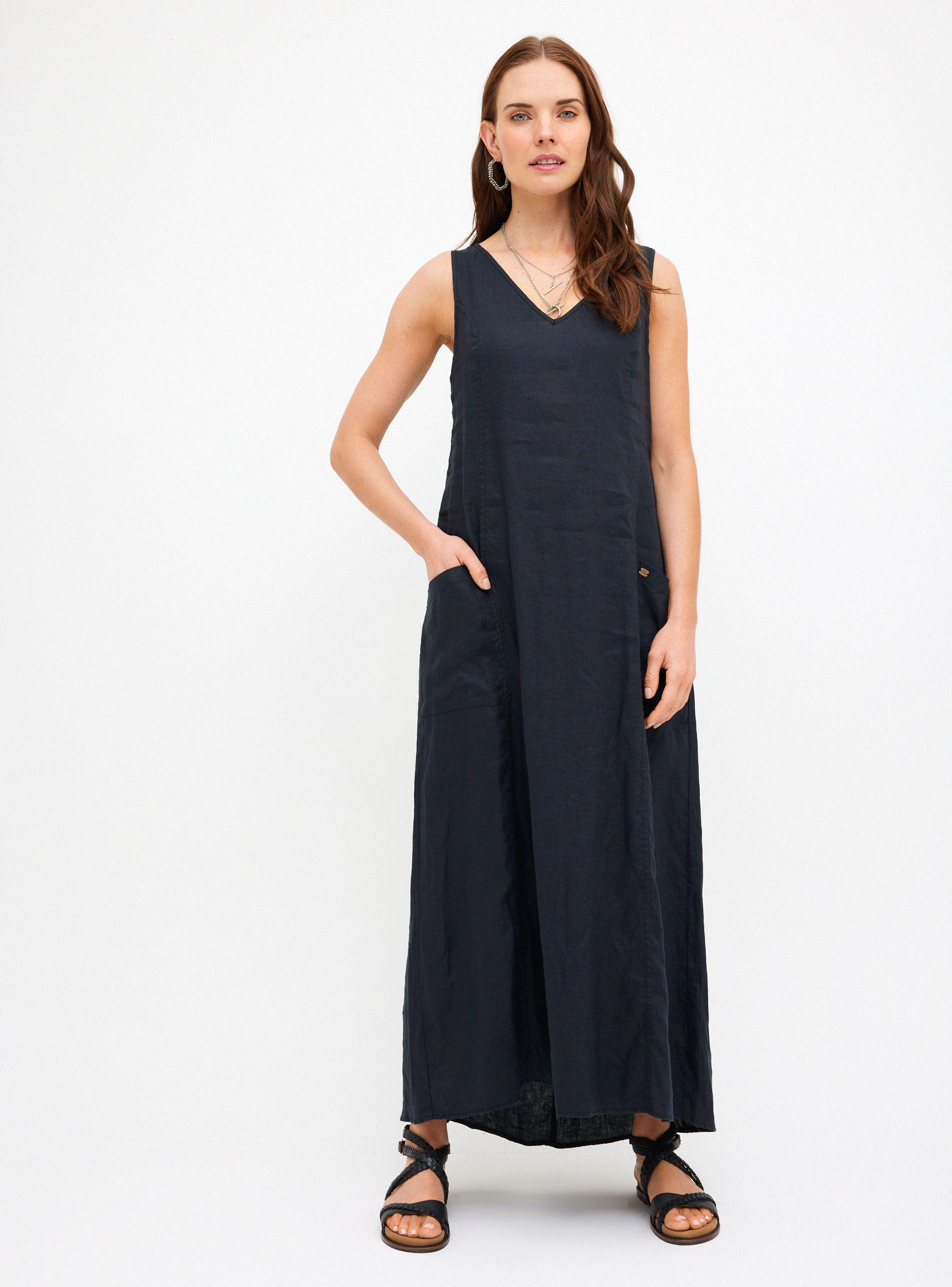 Vestido Lino con Bolsillos Laterales-0