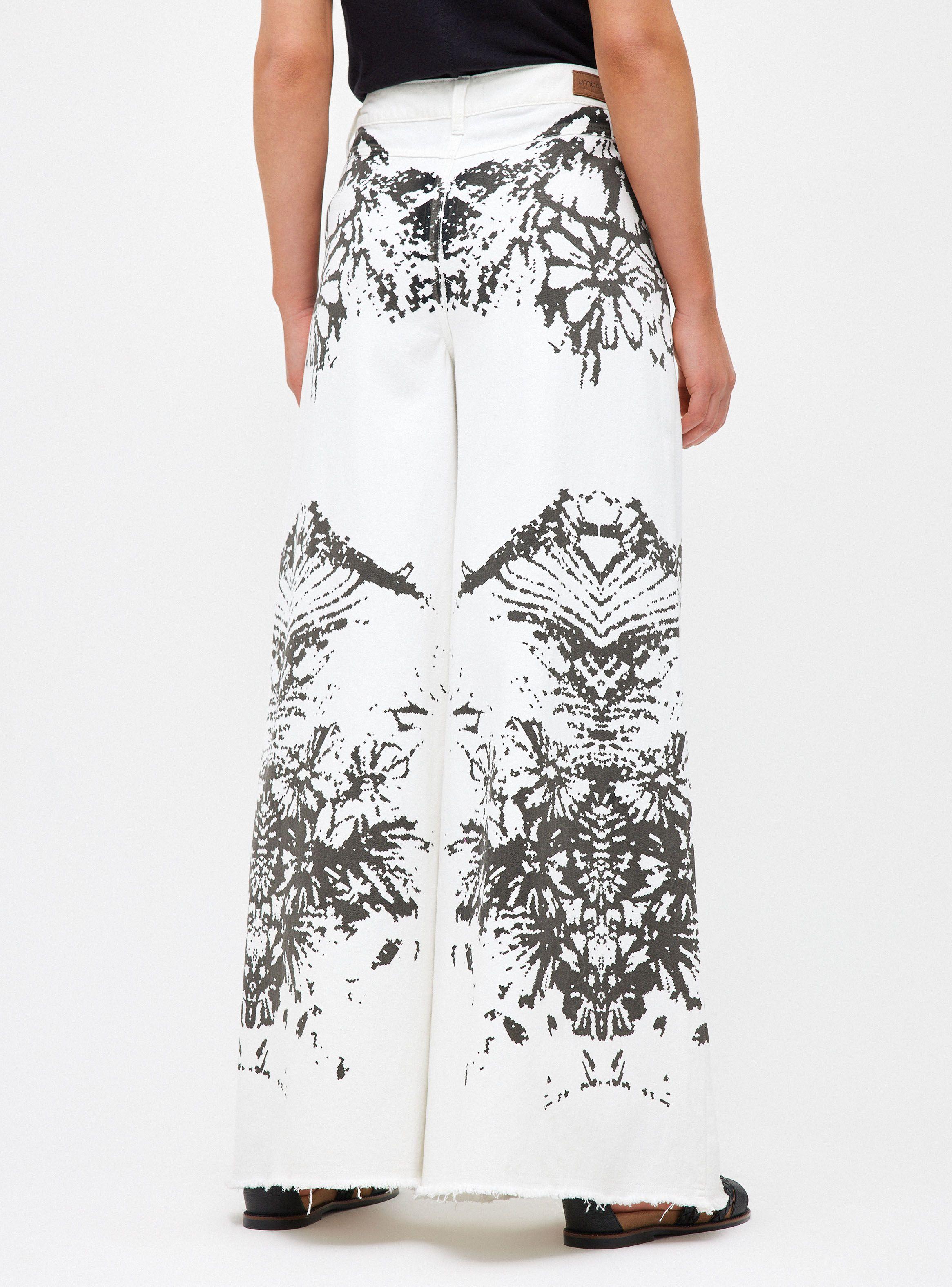 Pantalón Estampado Localizado Wide Leg-1