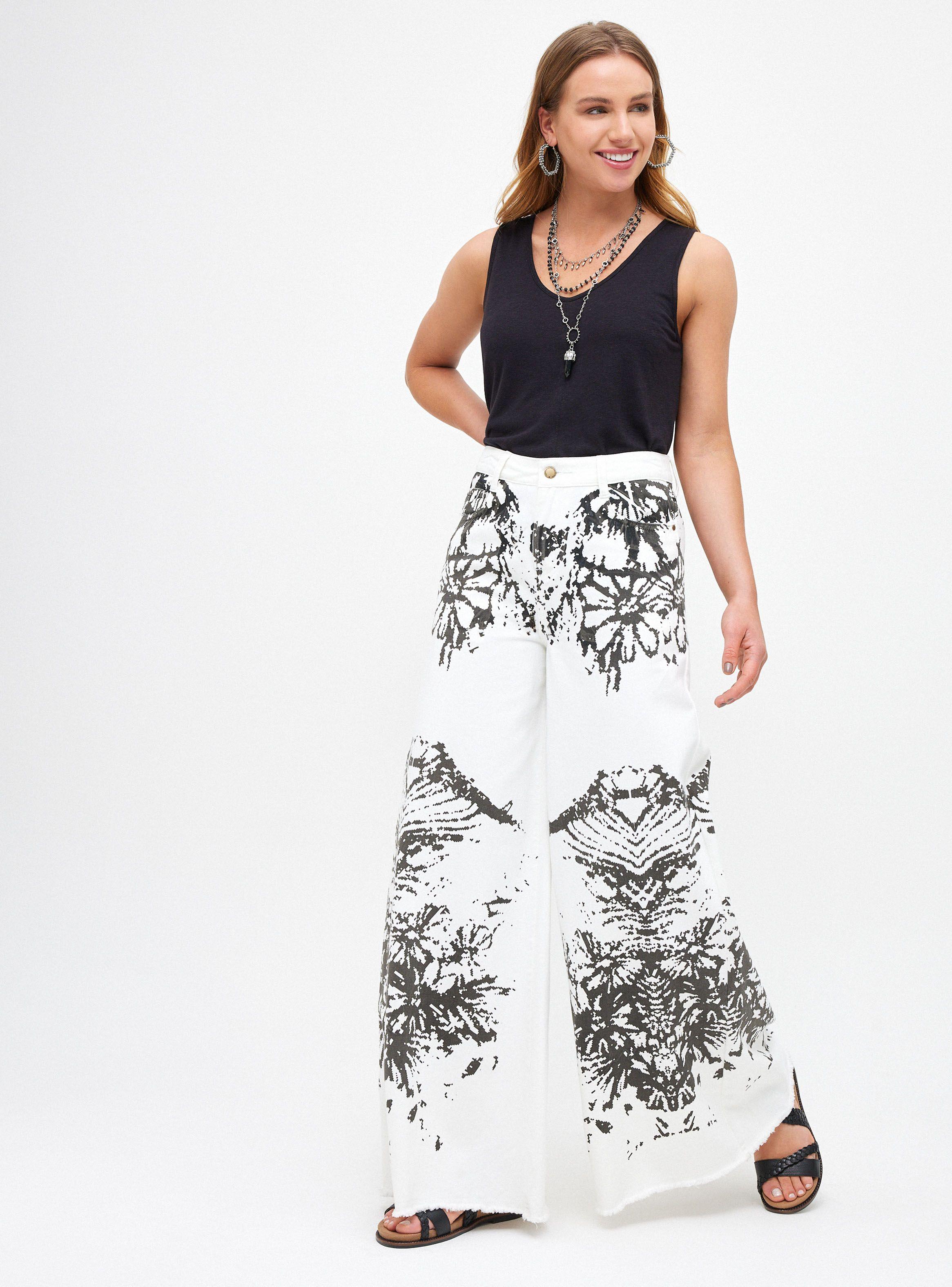Pantalón Estampado Localizado Wide Leg-3
