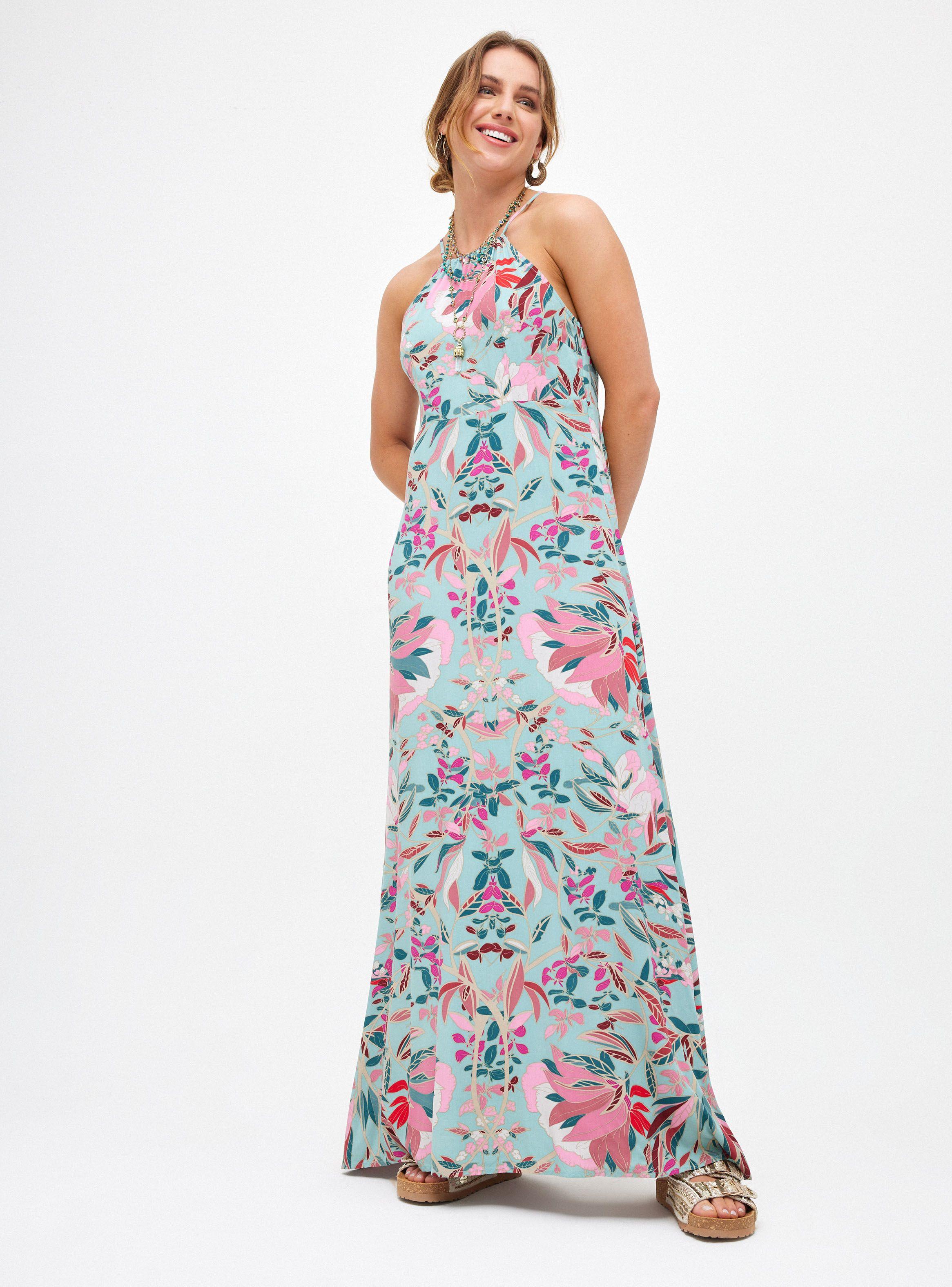 Vestido Largo Estampado Corte Halter-0