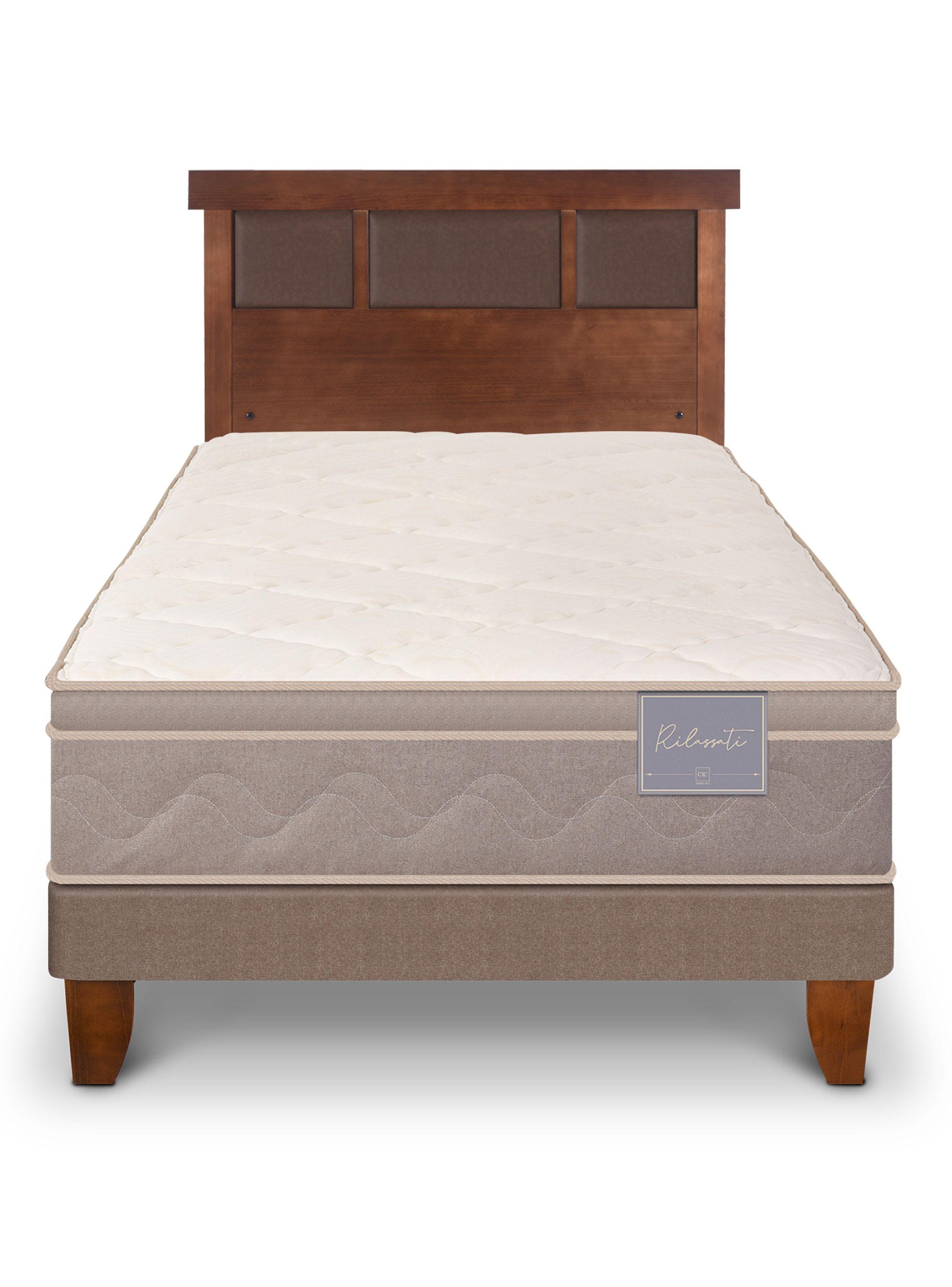 Cama Europea Rilassati 1.5 Plazas + Respaldo Dublín Caramelo-2