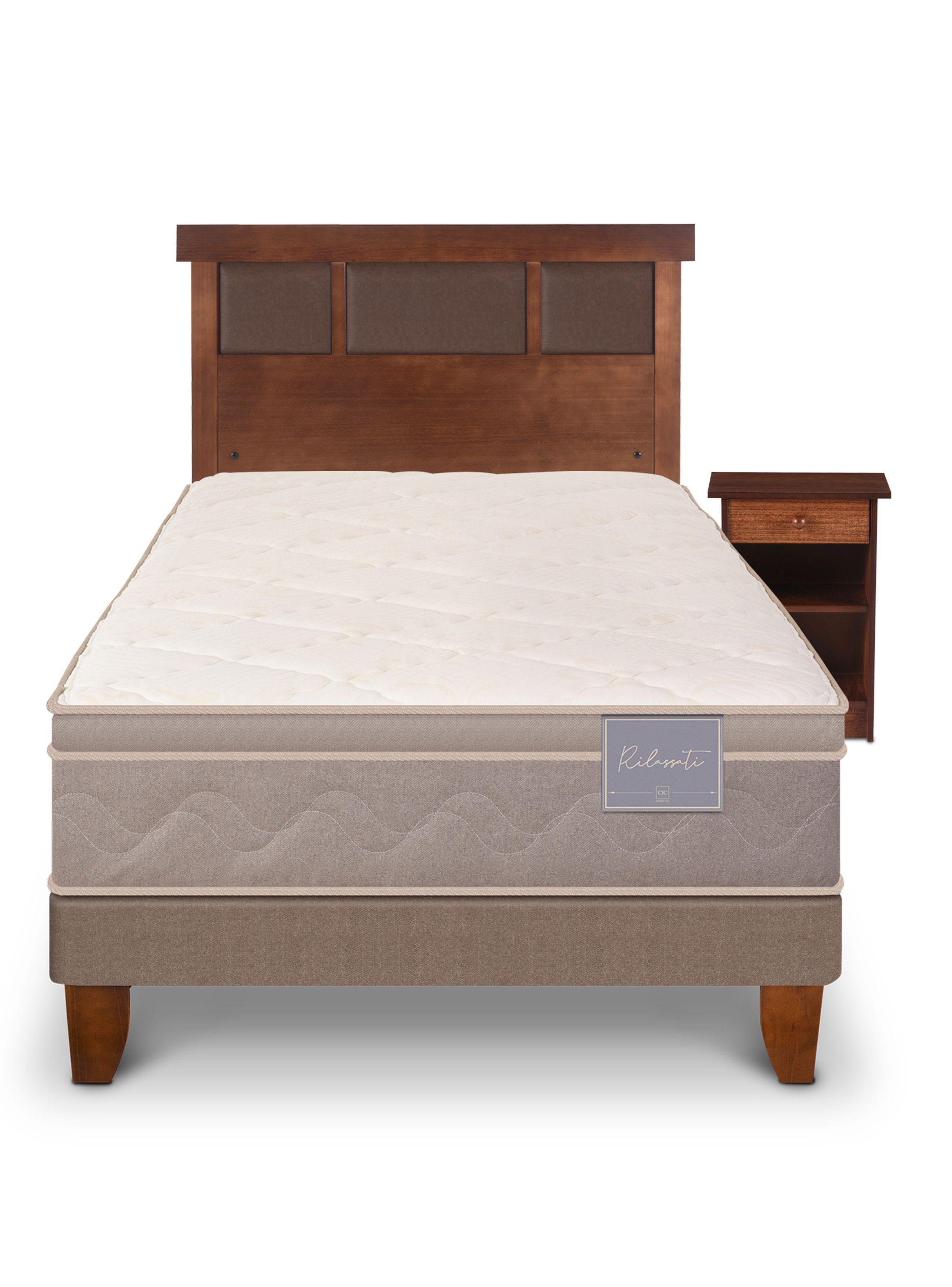 Cama Europea Rilassati 1.5 Plazas + Set Dublín Caramelo-2