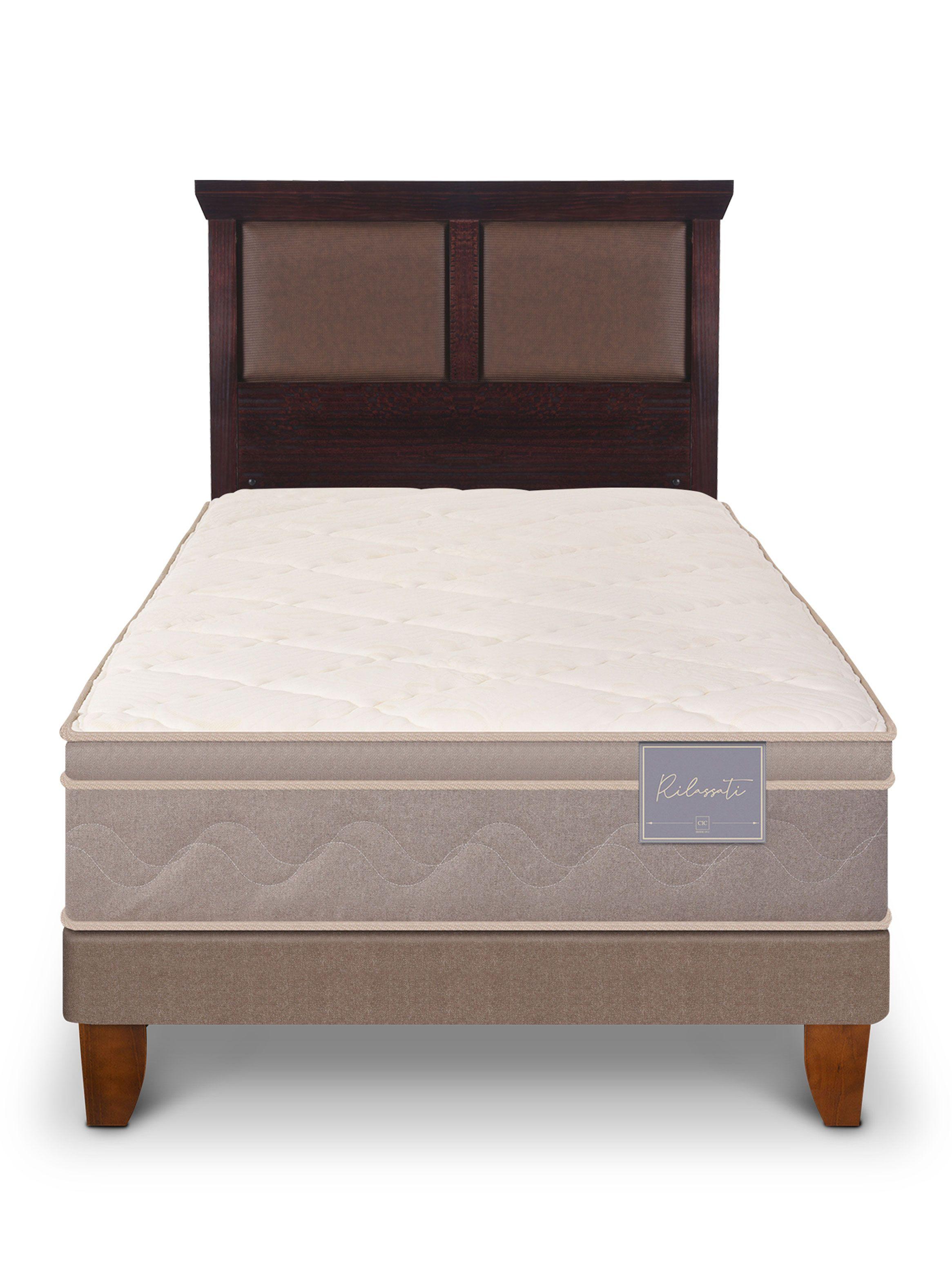 Cama Europea Rilassati 1.5 Plazas + Respaldo Torino Chocolate-2